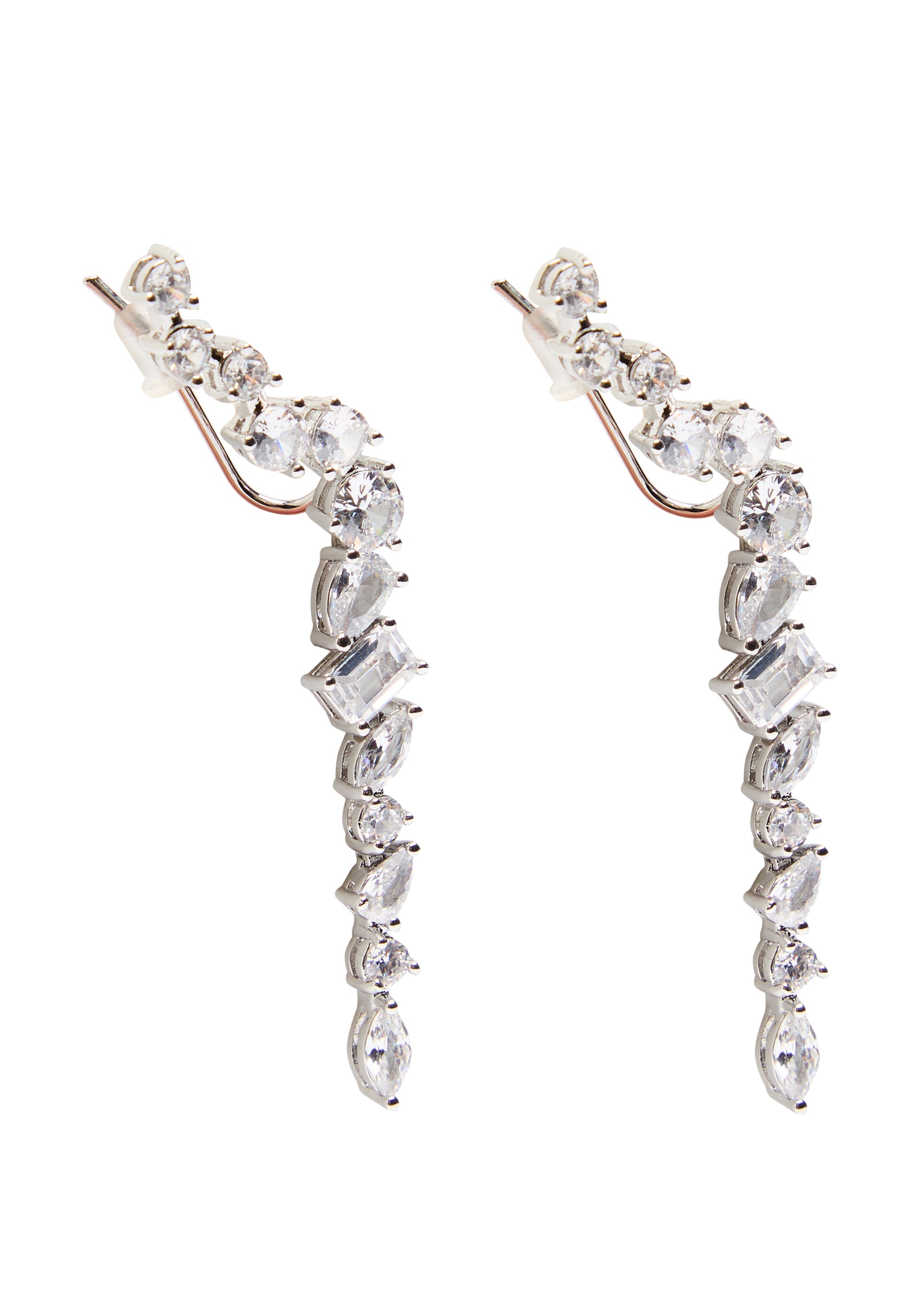 Crystal-embellished sterling silver drop earrings