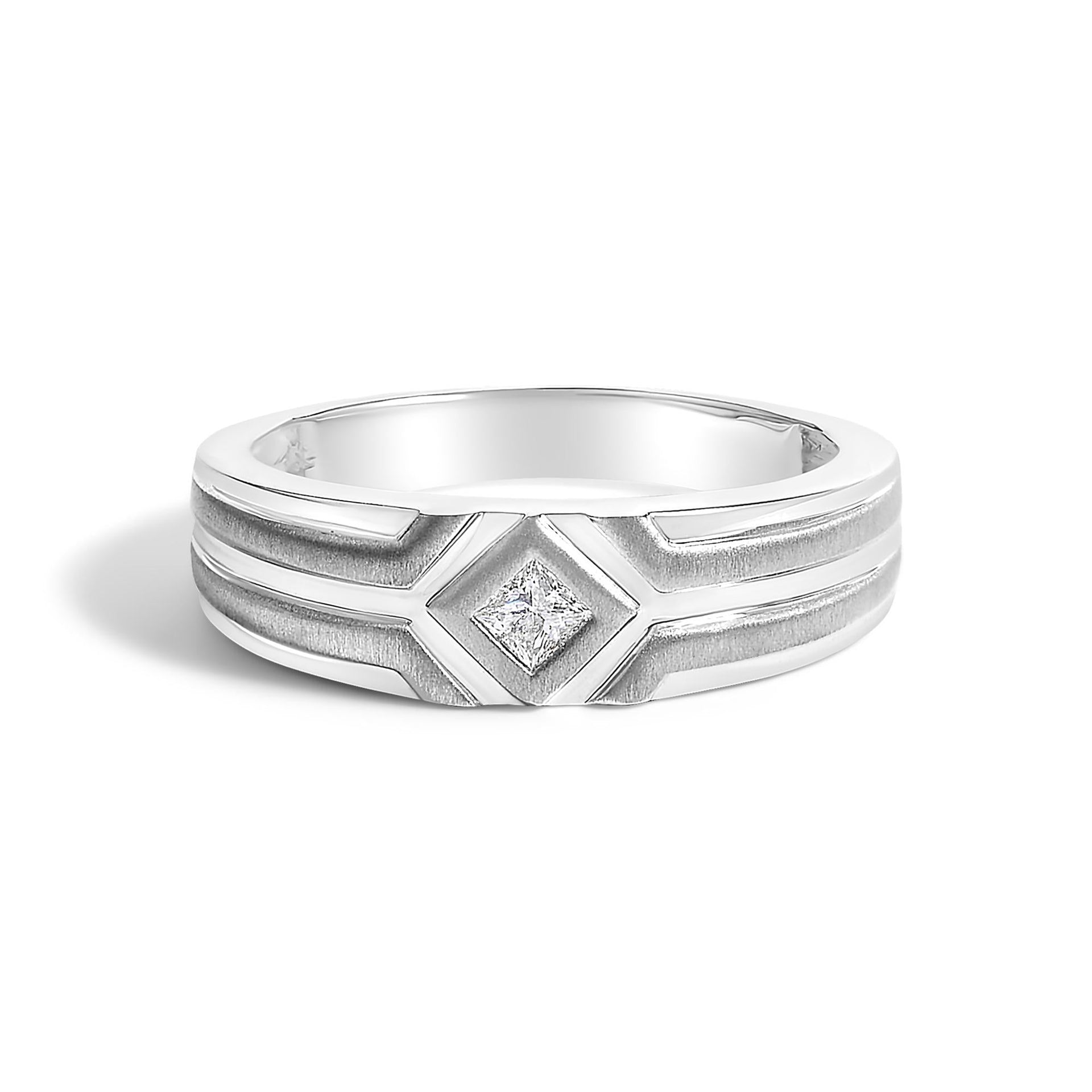 10K White Gold Princess Diamond Accent Solitaire Duo Ring (I-J Color, SI2-I1 Clarity)