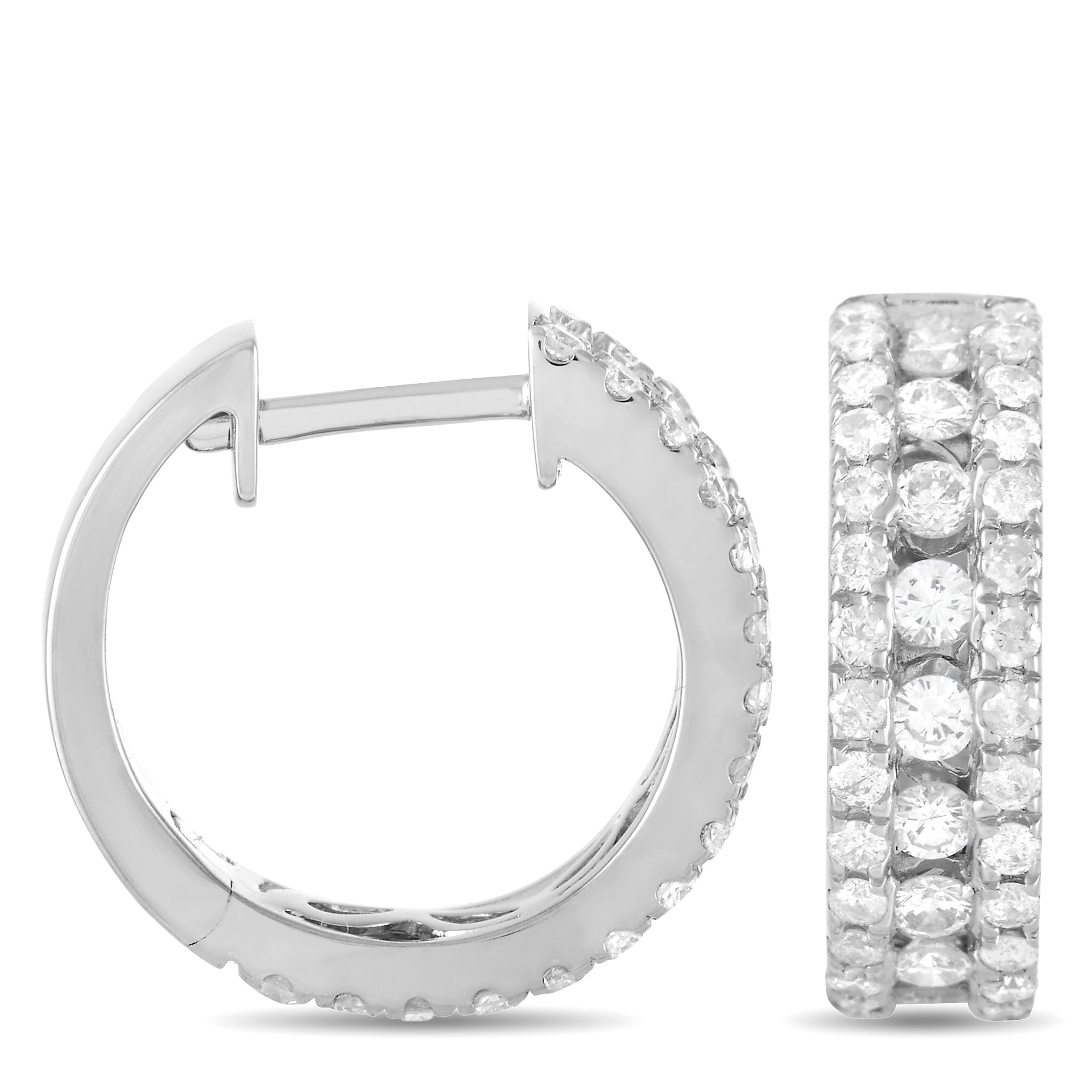 LB Exclusive 14K Rose Gold 1.0ct Diamond Hoop Earrings