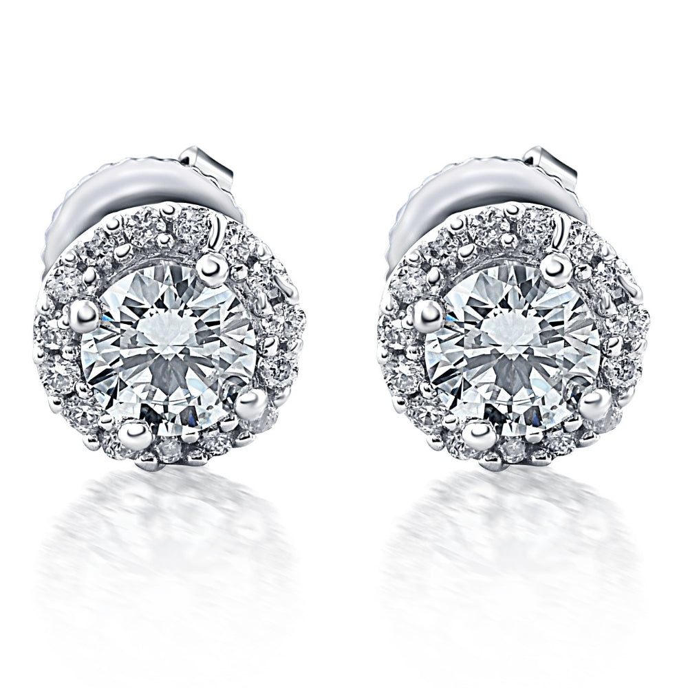 1/4 Ct Halo Diamond Studs 10K White Gold