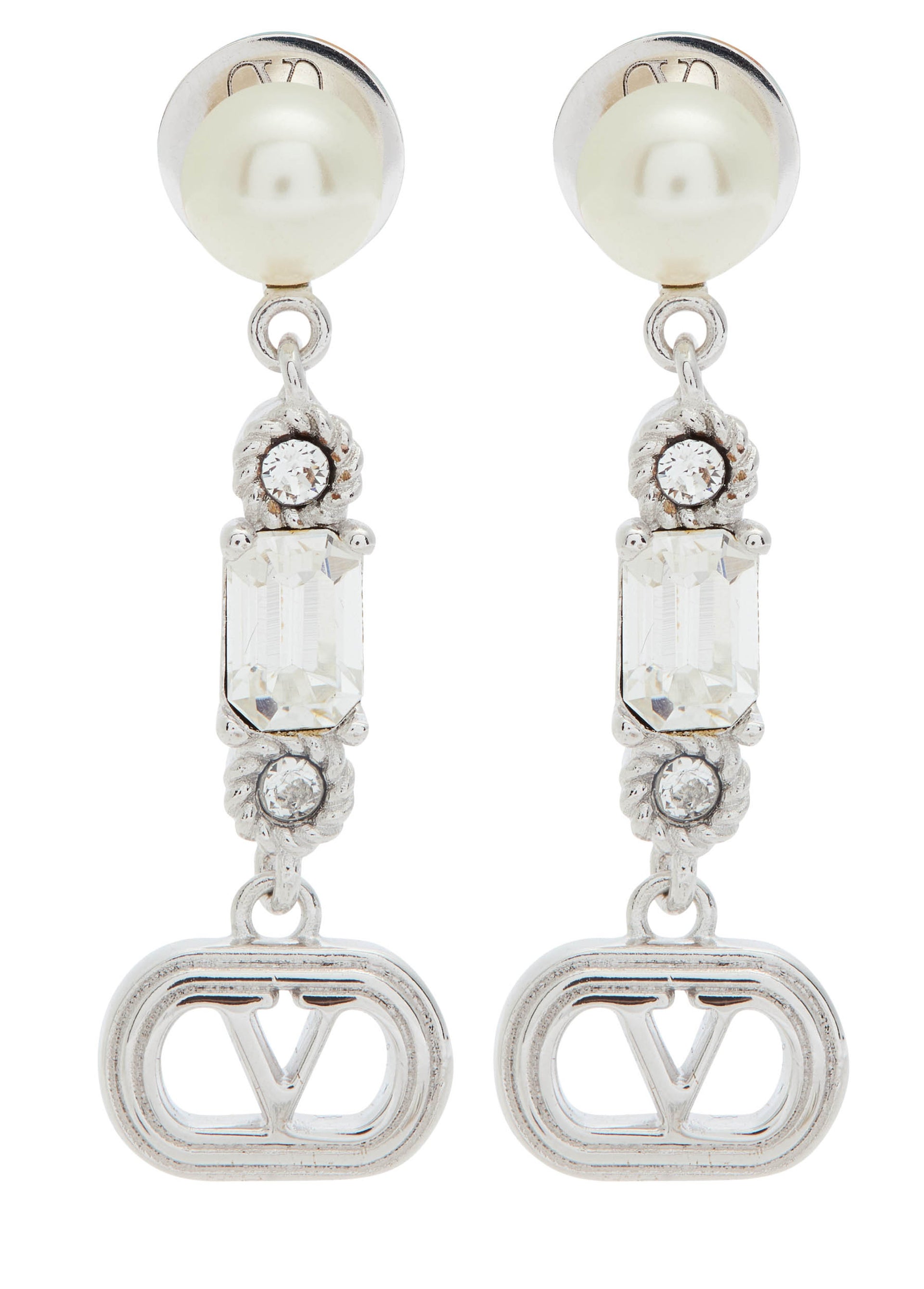 VLogo embellished drop earrings