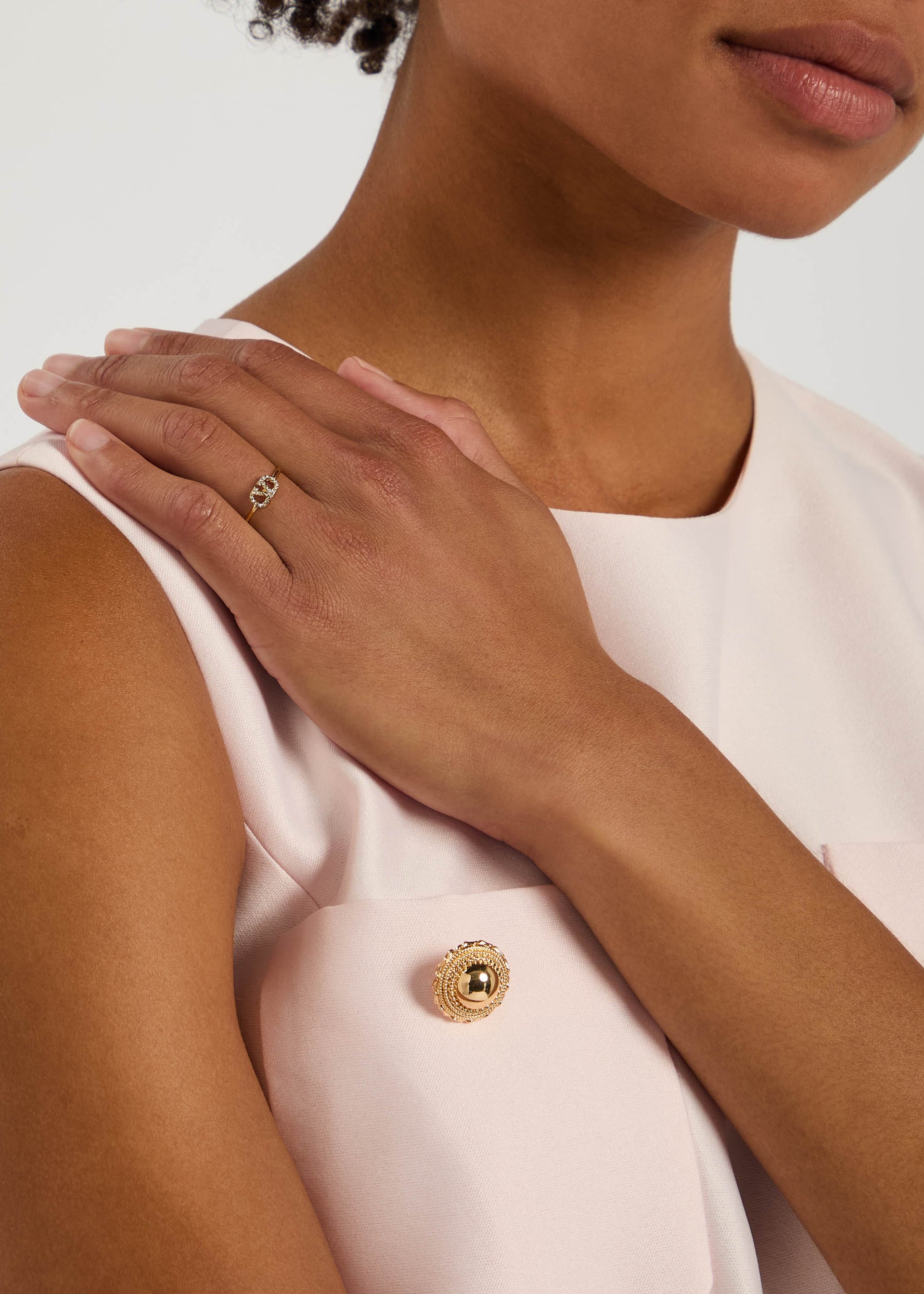 Crystal-embellished VLogo ring