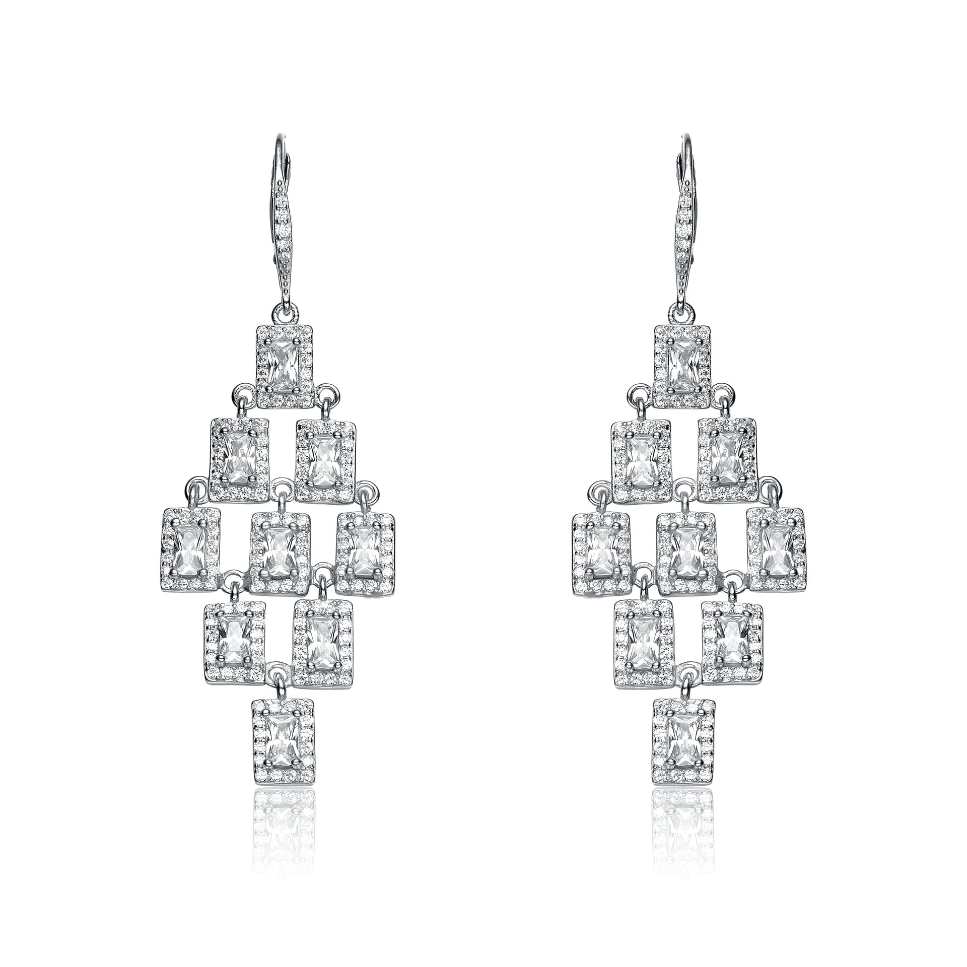 Sterling Silver Cubic Zirconia Chandelier Earrings