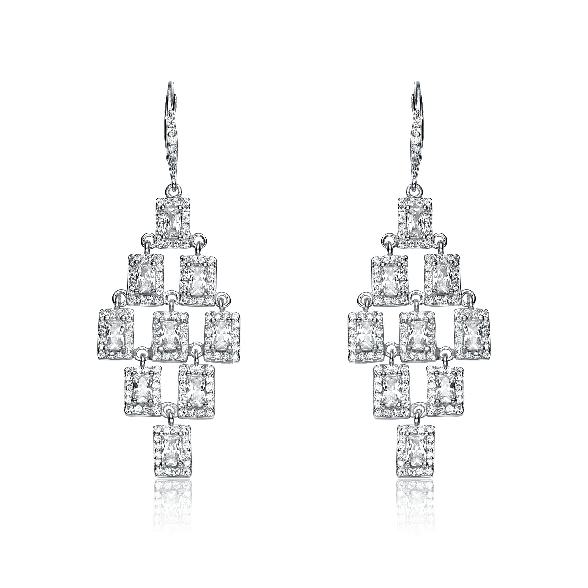 Sterling Silver Cubic Zirconia Chandelier Earrings
