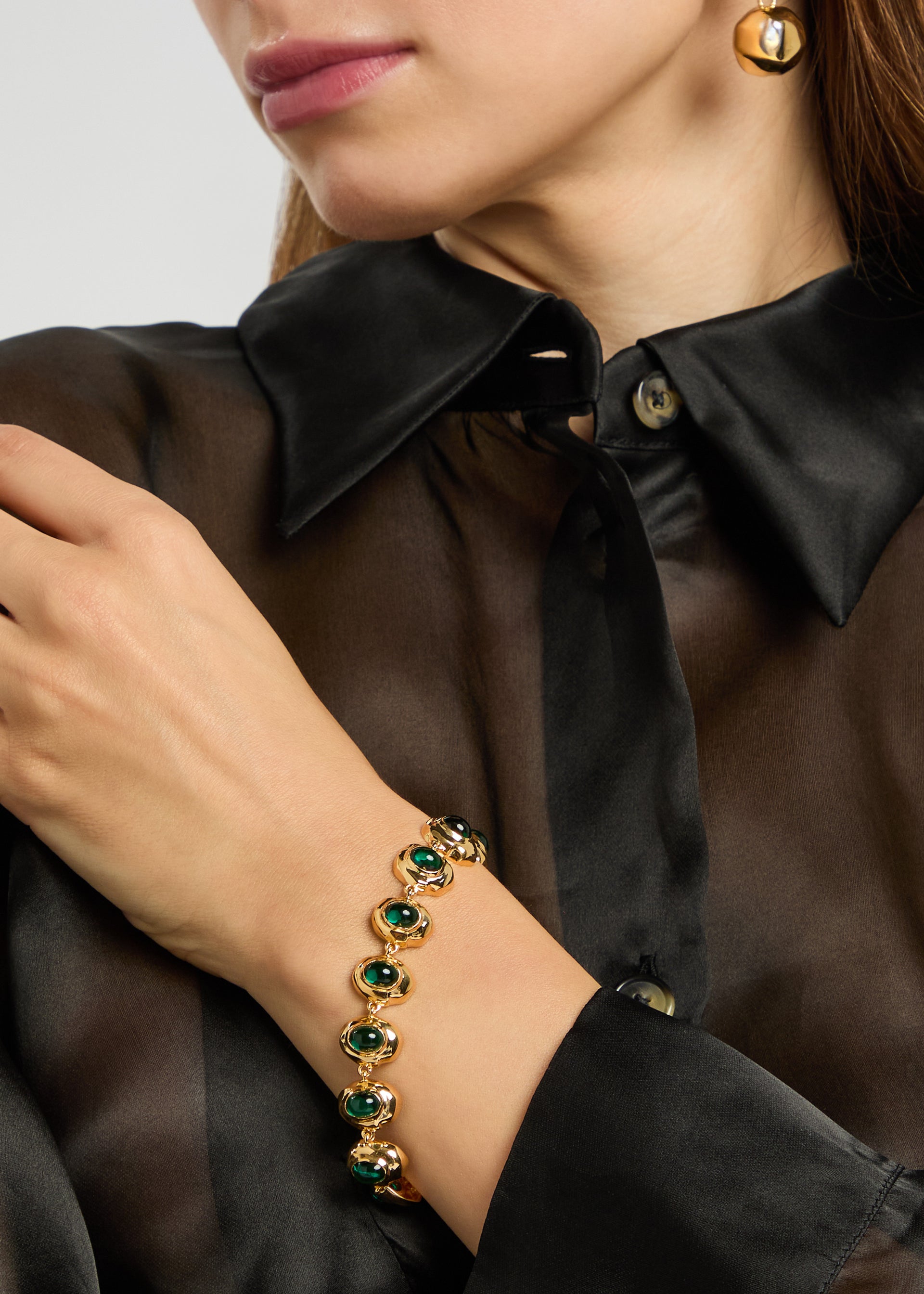 Oval Cabochon 18kt gold-plated bracelet