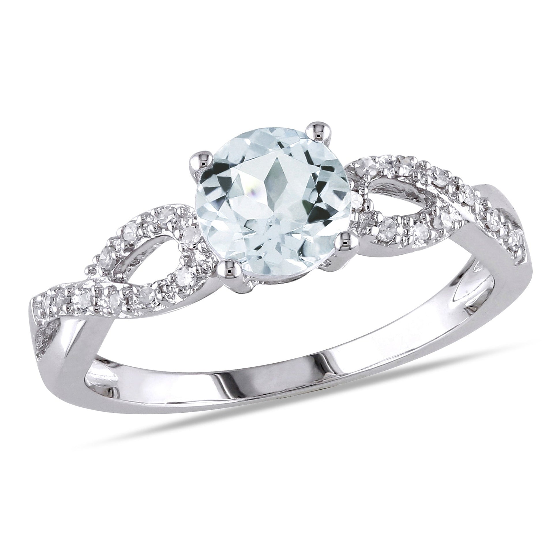 1/10ct TW Diamond and Aquamarine Engagement Ring in 10k White Gold