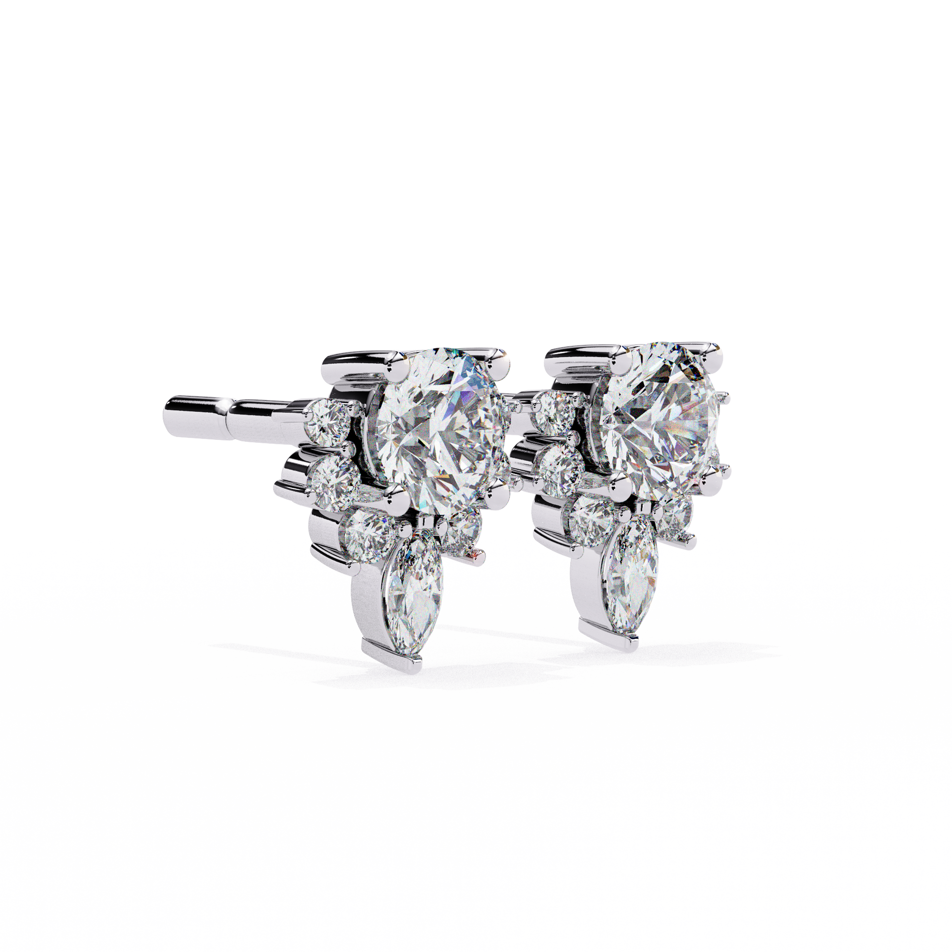 Round-Cut Lab-grown Diamond Vintage Earrings in 10K White Gold