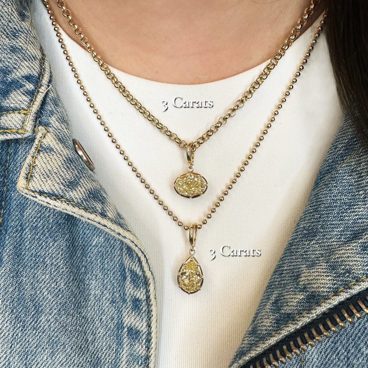 Georgian East-West Oval Yellow Lab Diamond Ball Chain Necklace
