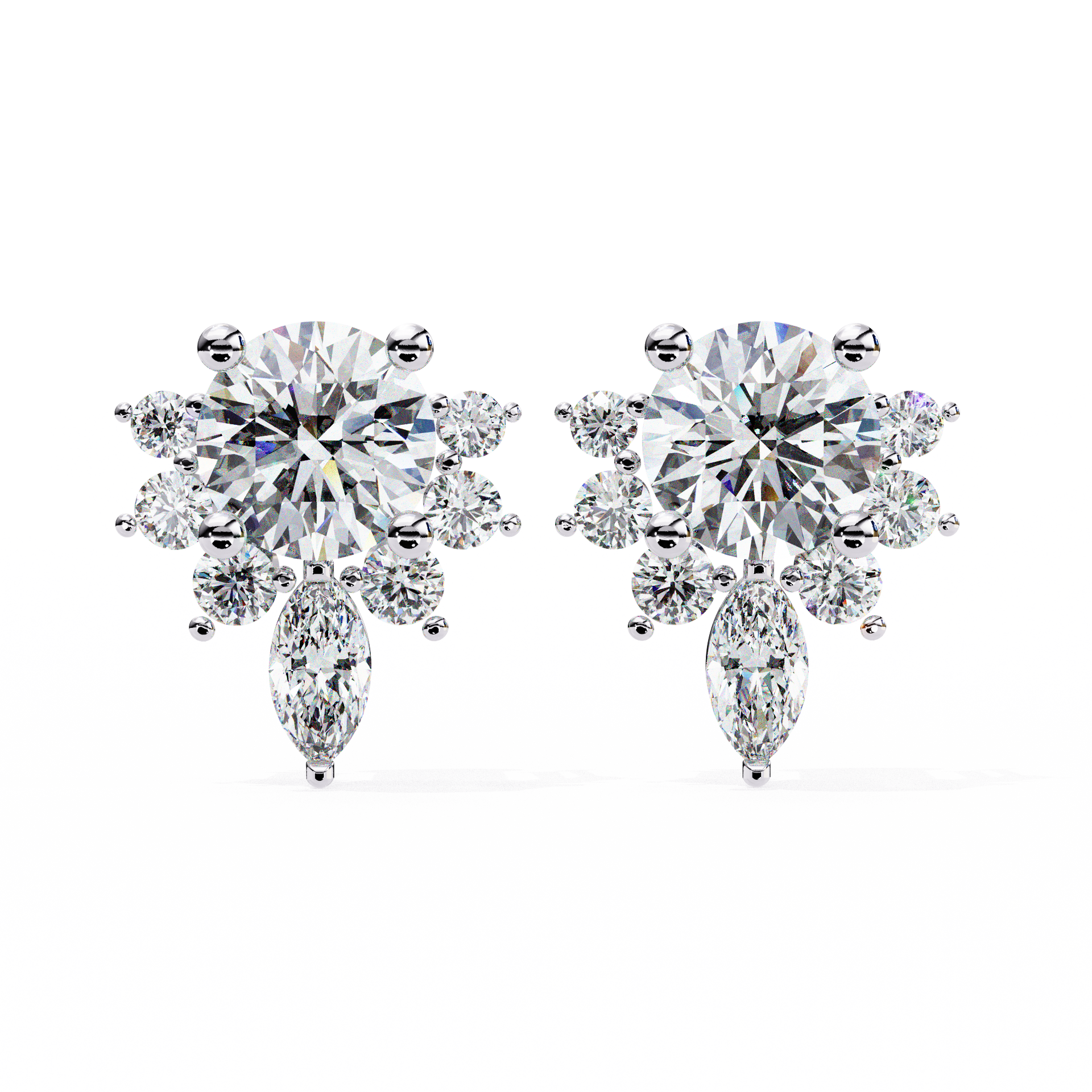 Round-Cut Lab-grown Diamond Vintage Earrings in 10K White Gold