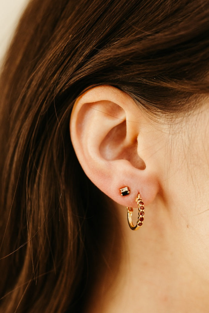 Karma Hoop Earrings - Garnet