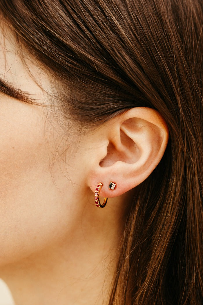 Karma Hoop Earrings - Ruby