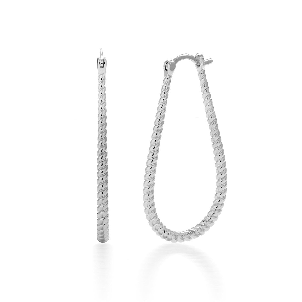 Angelica 18k White Gold Plated 45mm Twisted U-Shaped Hoop Earrings - FAB FAV