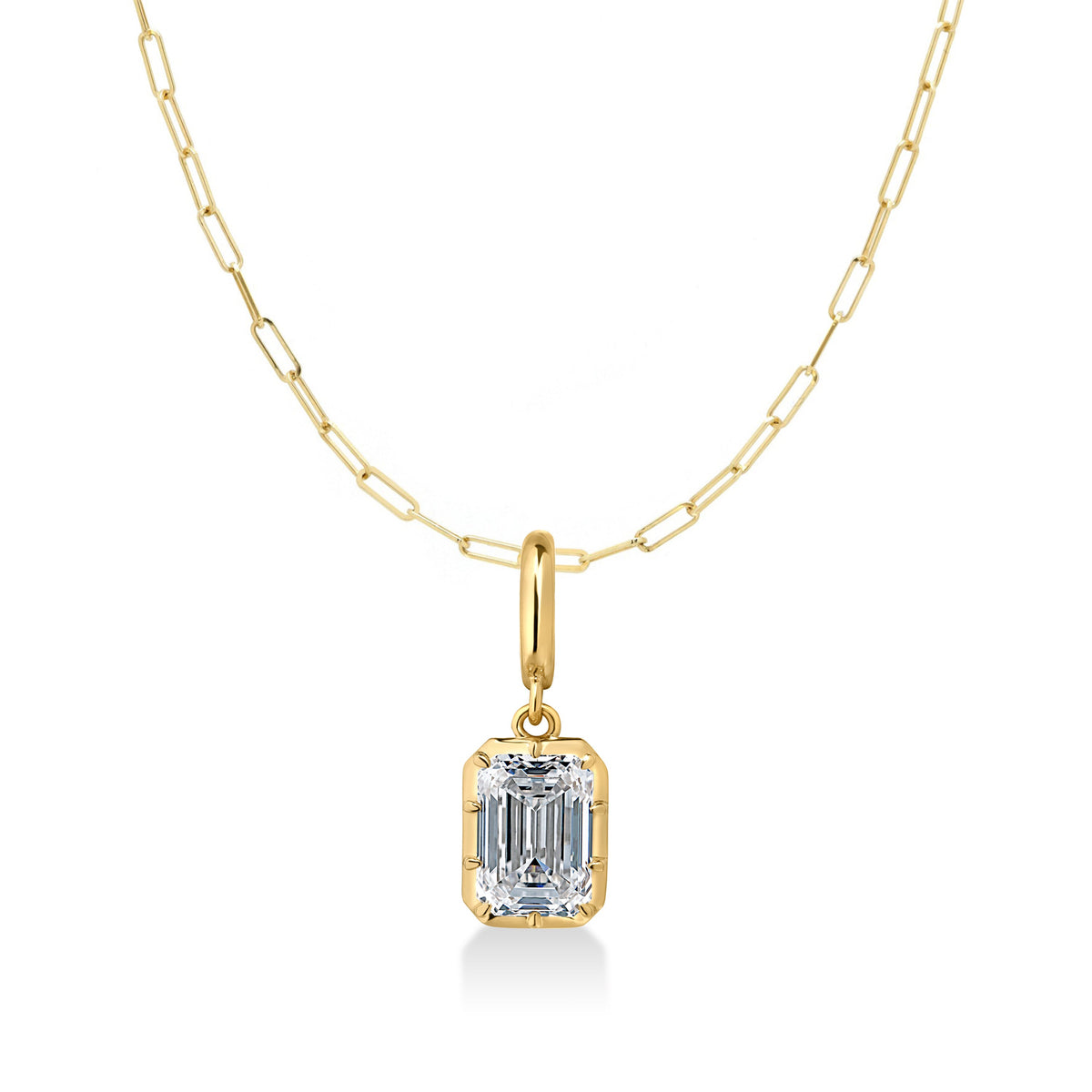 Georgian Emerald Cut Lab Diamond Paperclip Necklace