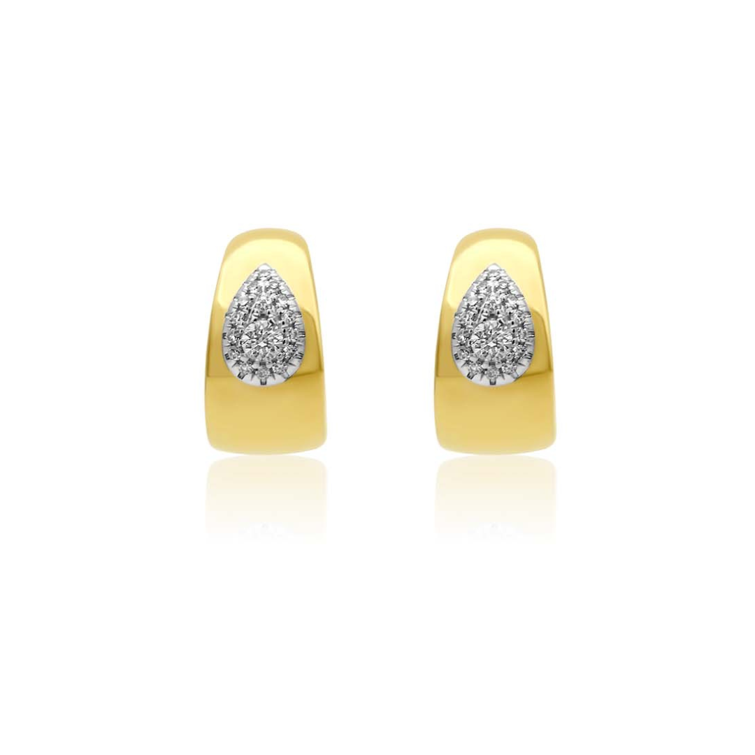 Gold Pear Pave Diamond Hoop Earrings