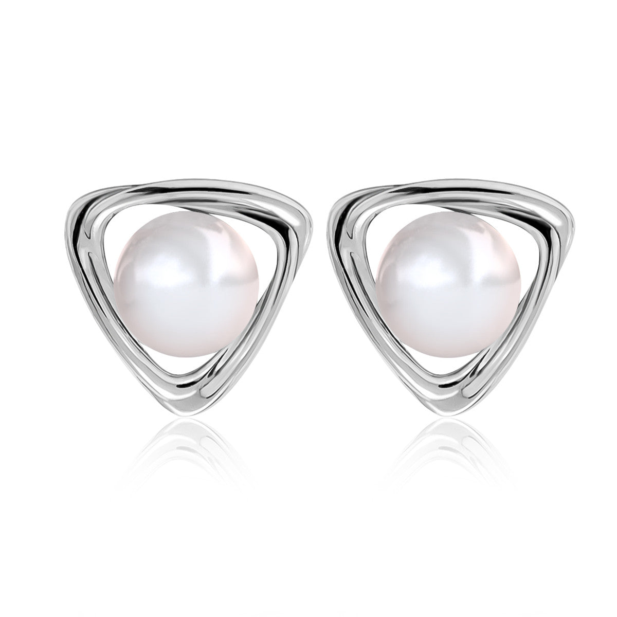 Winnie 18k White Gold Plated Pearl Stud Earrings