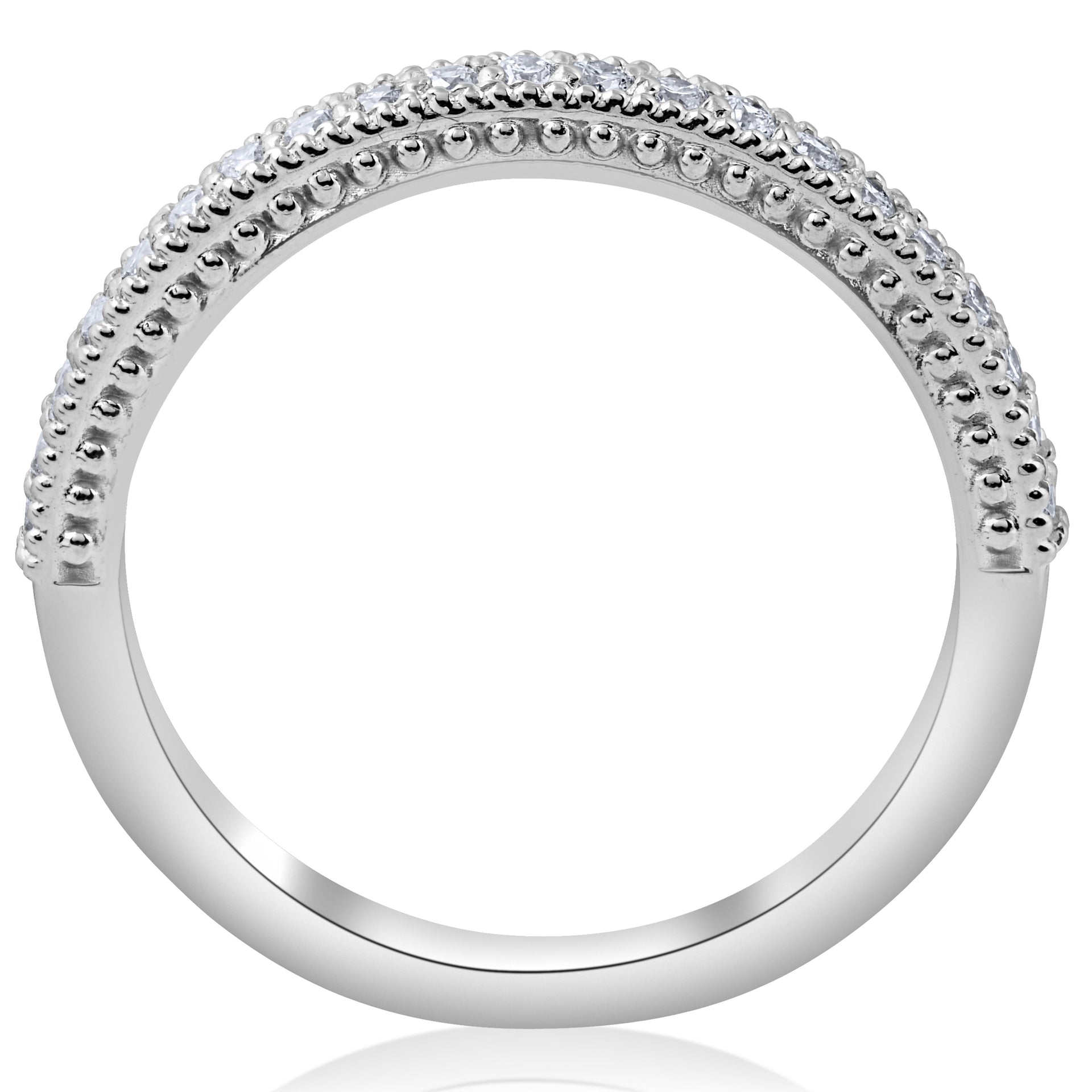 1/5ct Vintage Diamond Wedding Ring Stackable Anniversary Band 14k White Gold