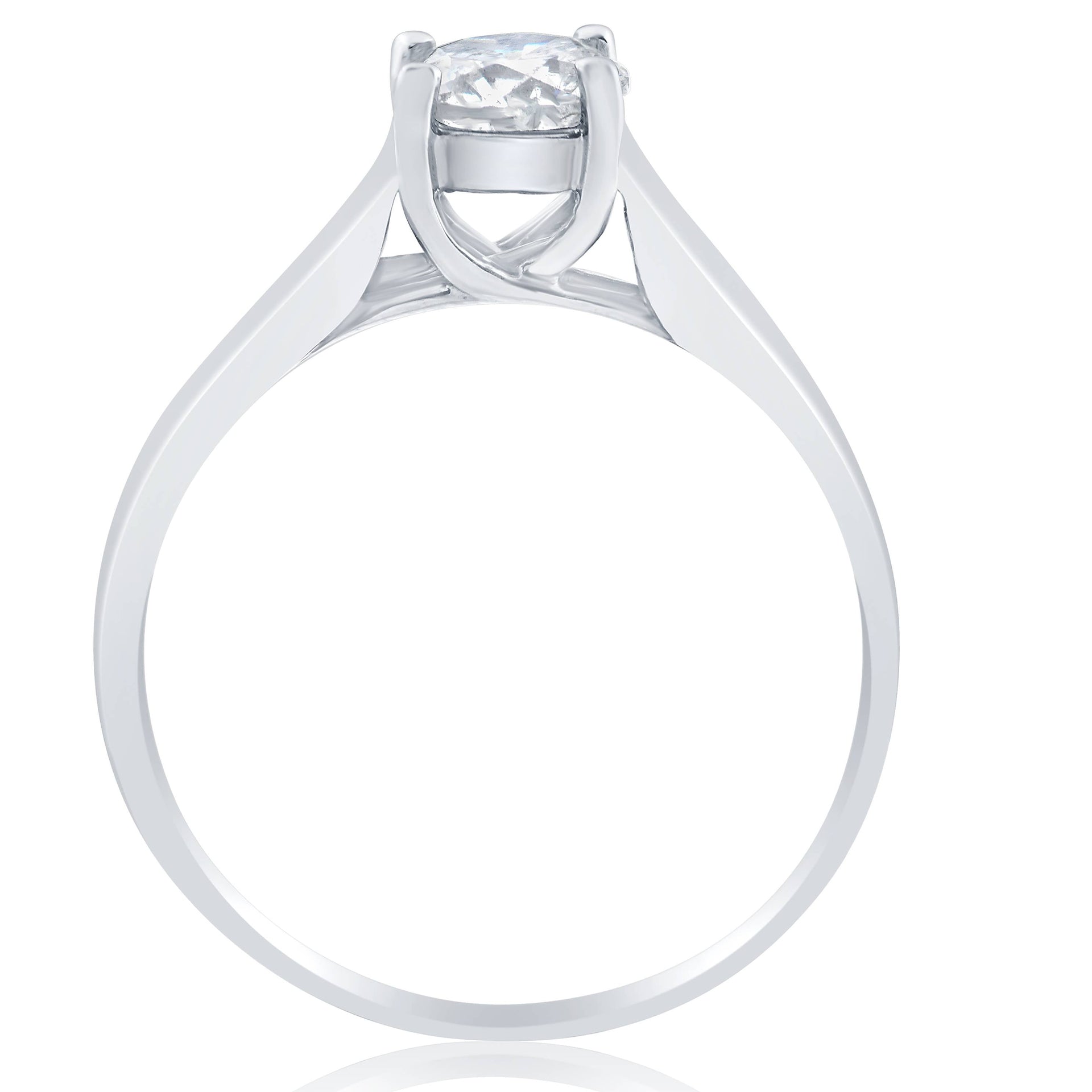 Solitaire Diamond Engagement Ring 1 Carat 14k White Gold Enhanced
