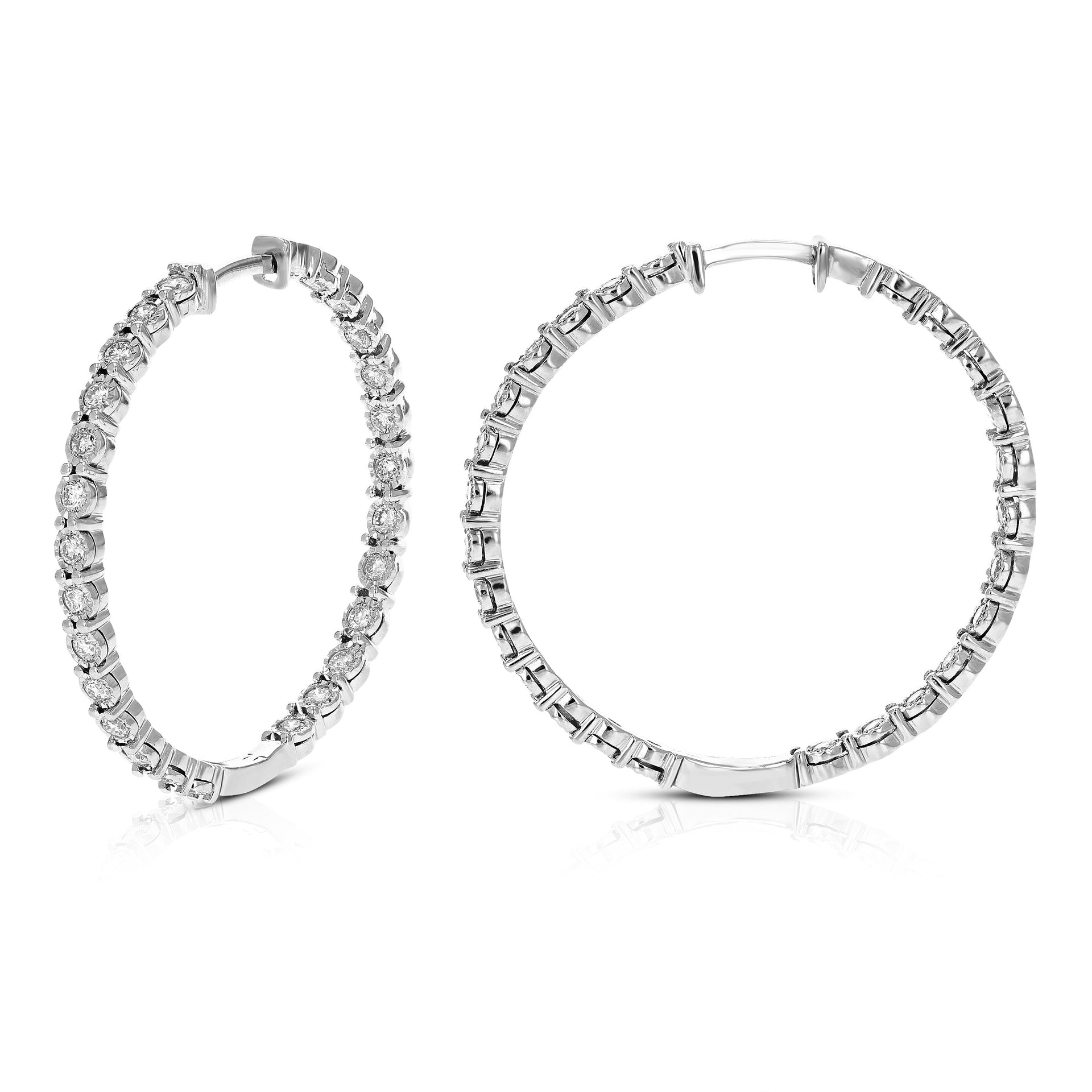 1 cttw Lab Grown Diamond Hoop Earring .925 Sterling Silver Prong Set Round Cut