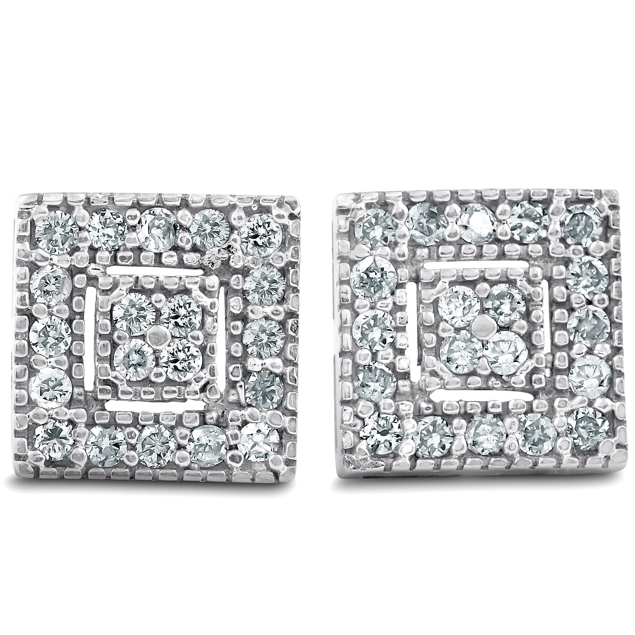 1/3 Ct Diamond Pave Studs 14k White Gold Women's Earrings 1/3'