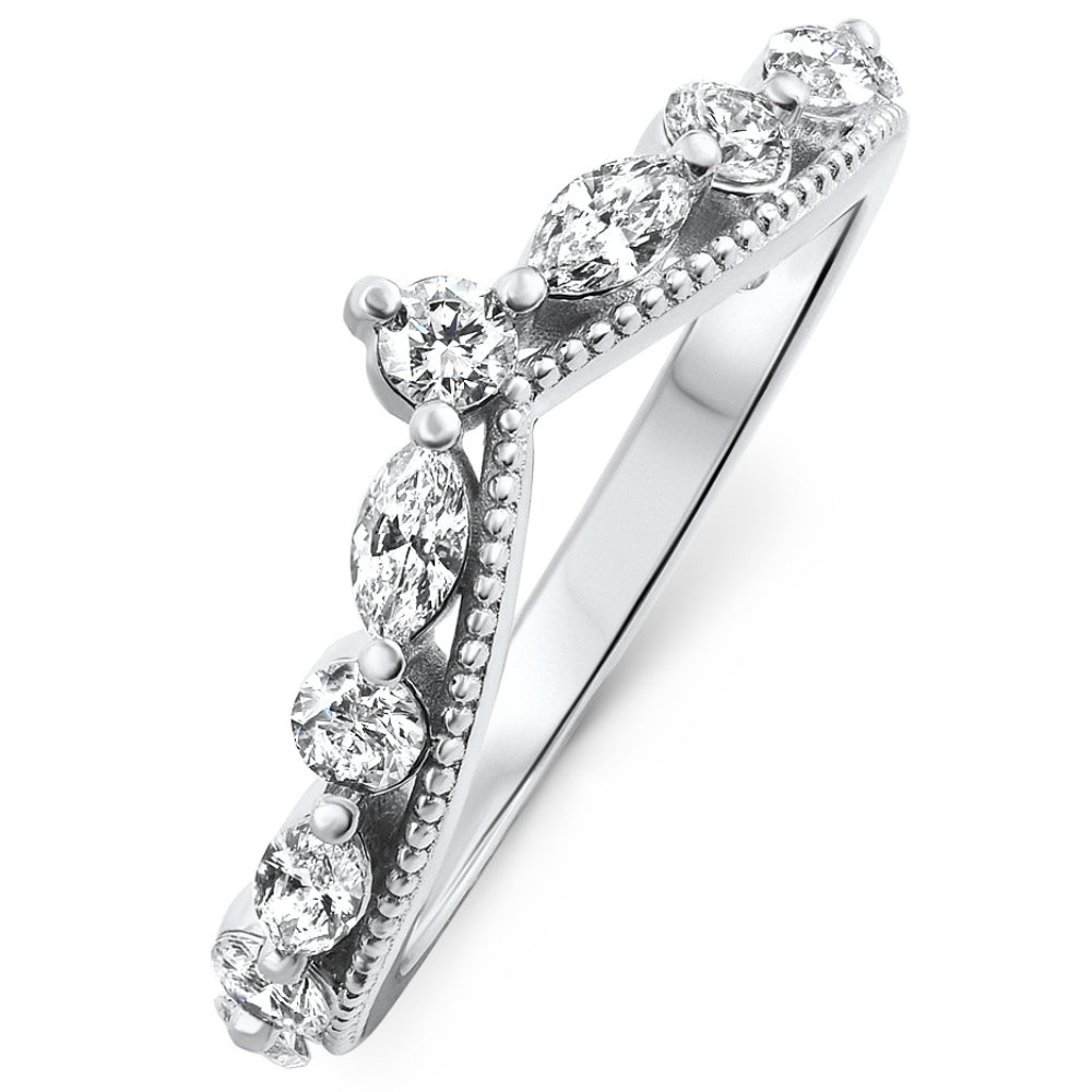 1/10Ct Diamond Wedding Contour 1Ct Fancy MAnniversary Ring in 14k Gold Lab Grown