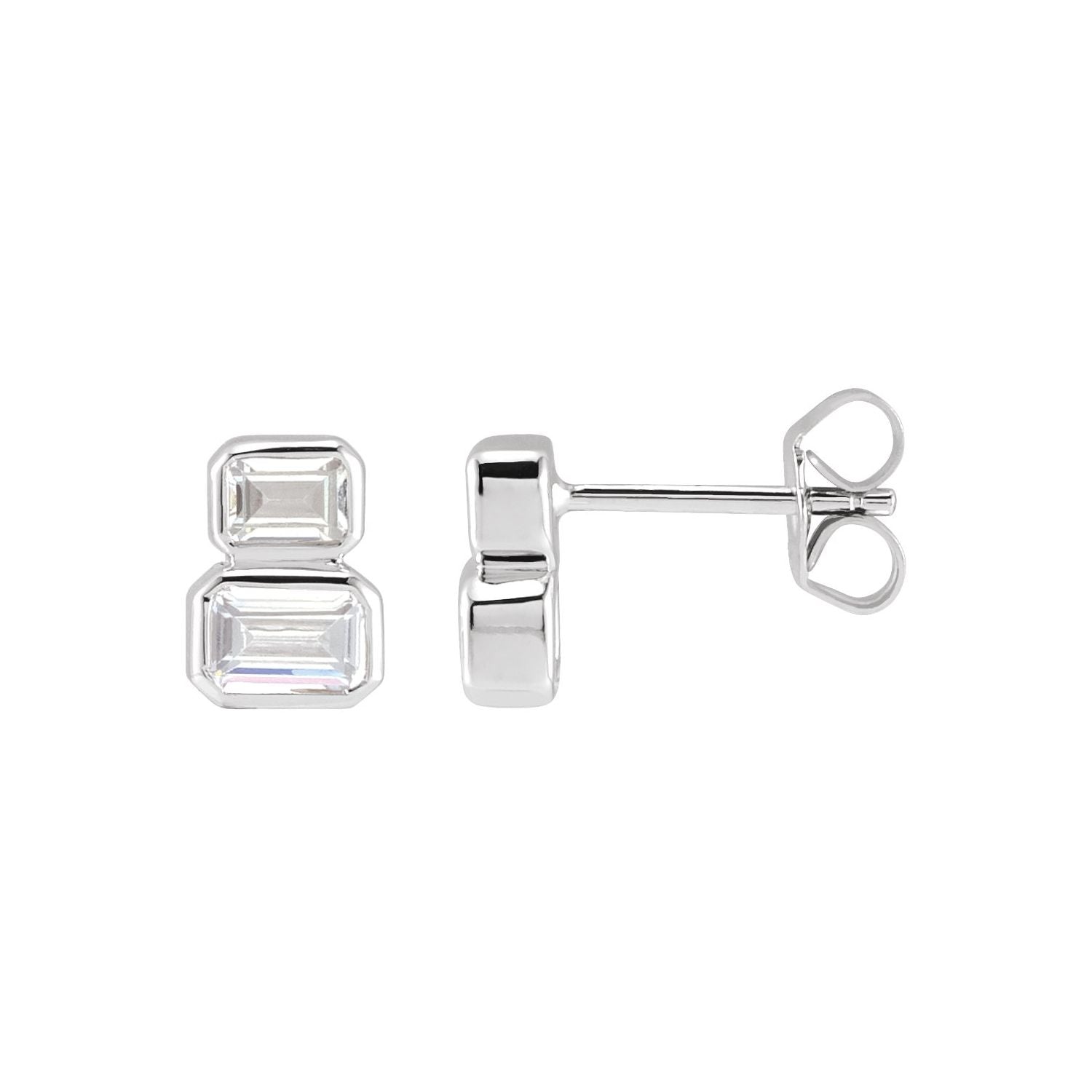 14K Gold 1ct Lab-grown Diamond Two-stone Stud Earrings Clarity SI Color G-H