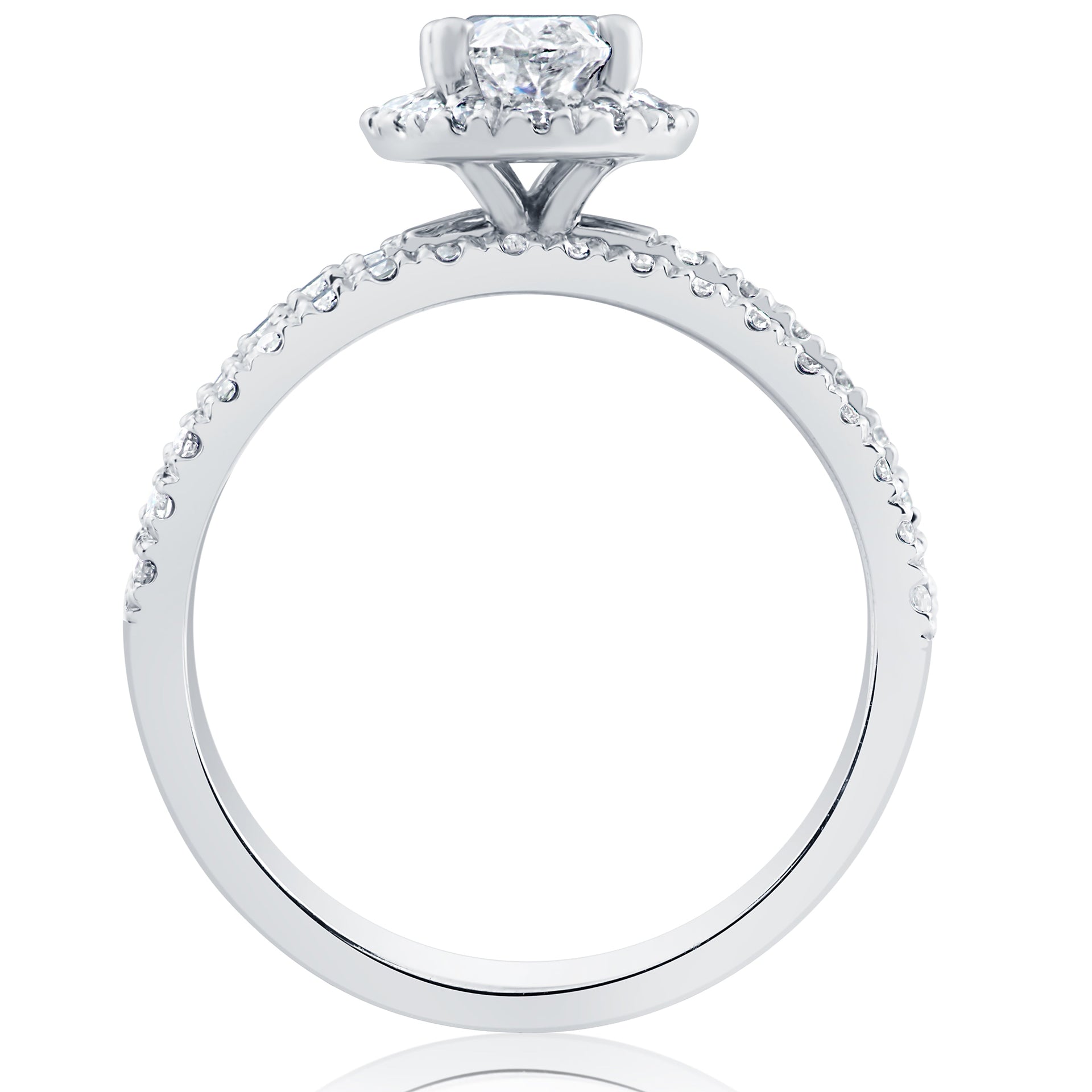 1 1/3 ct Oval Halo Diamond Engagement Wedding Ring Set 14k White Gold