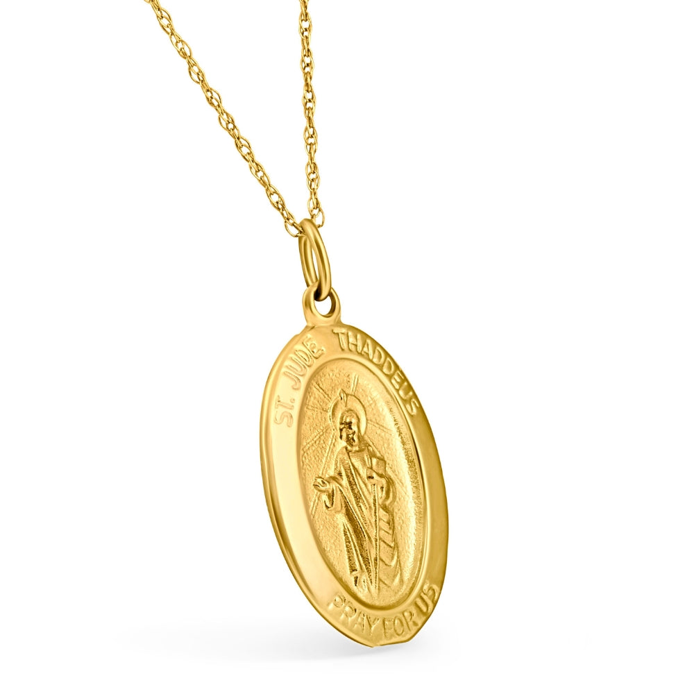 14k Yellow Gold St. Jude Thaddeus Medal Pendant 1' Tall 3.5 Grams