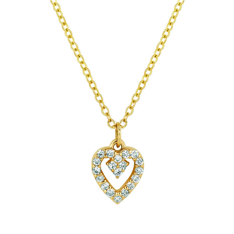 Diamond Open Heart Necklace Yellow Gold