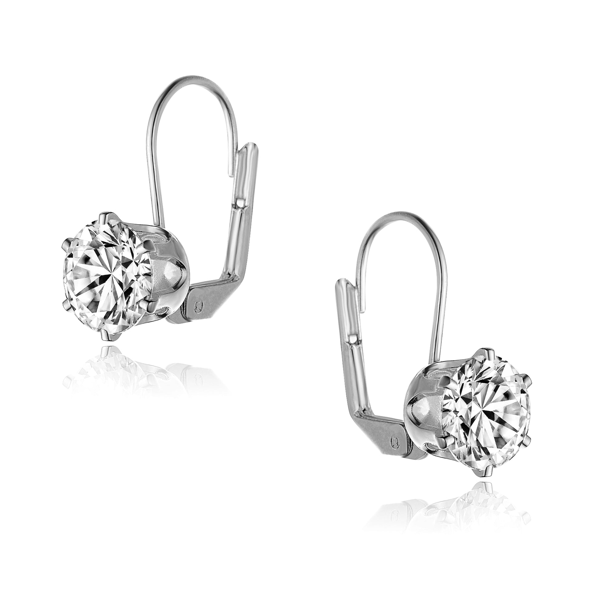 Sterling Silver Cubic Zirconia Leverback Earrings