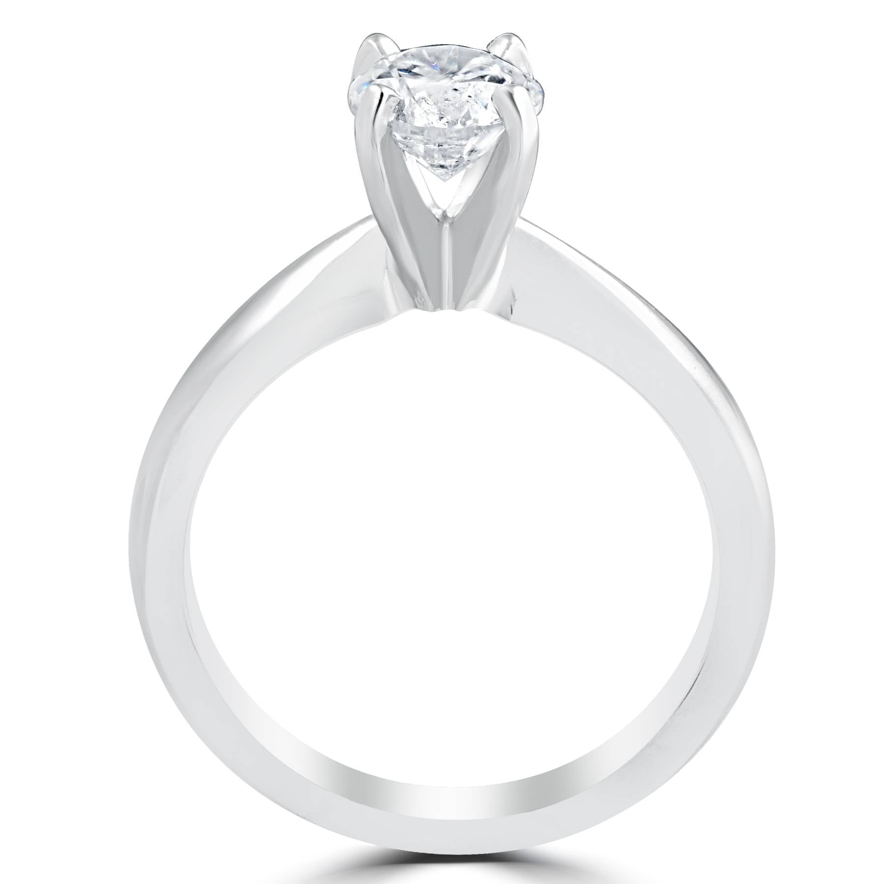 1 ct Diamond Solitaire Round Brilliant Cut Natural Real 14k White Gold sz7