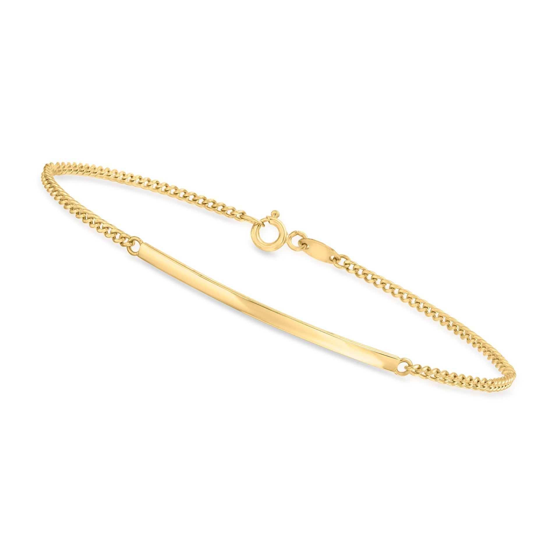 10kt Yellow Gold Cable Chain Bar Bracelet
