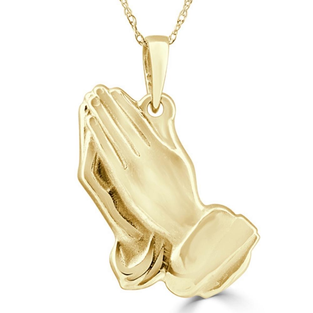 14k White or Yellow Gold Jesus Praying Hands Pendant Necklace 1' Tall 5 Grams
