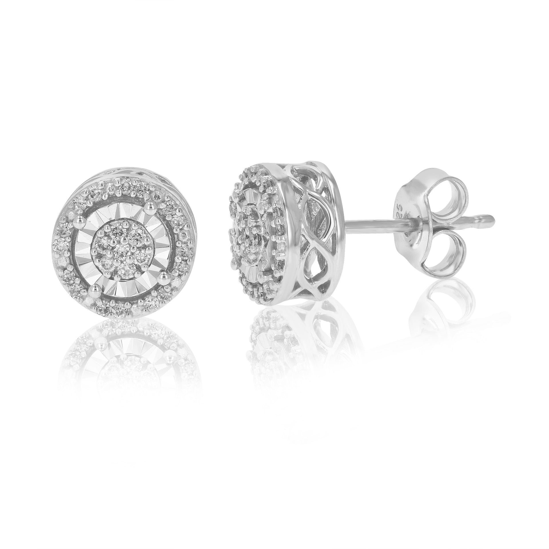 Elegant 1/5 cttw Round Lab Grown Diamond Stud Earrings Prong Setting on .925 Sterling Silver