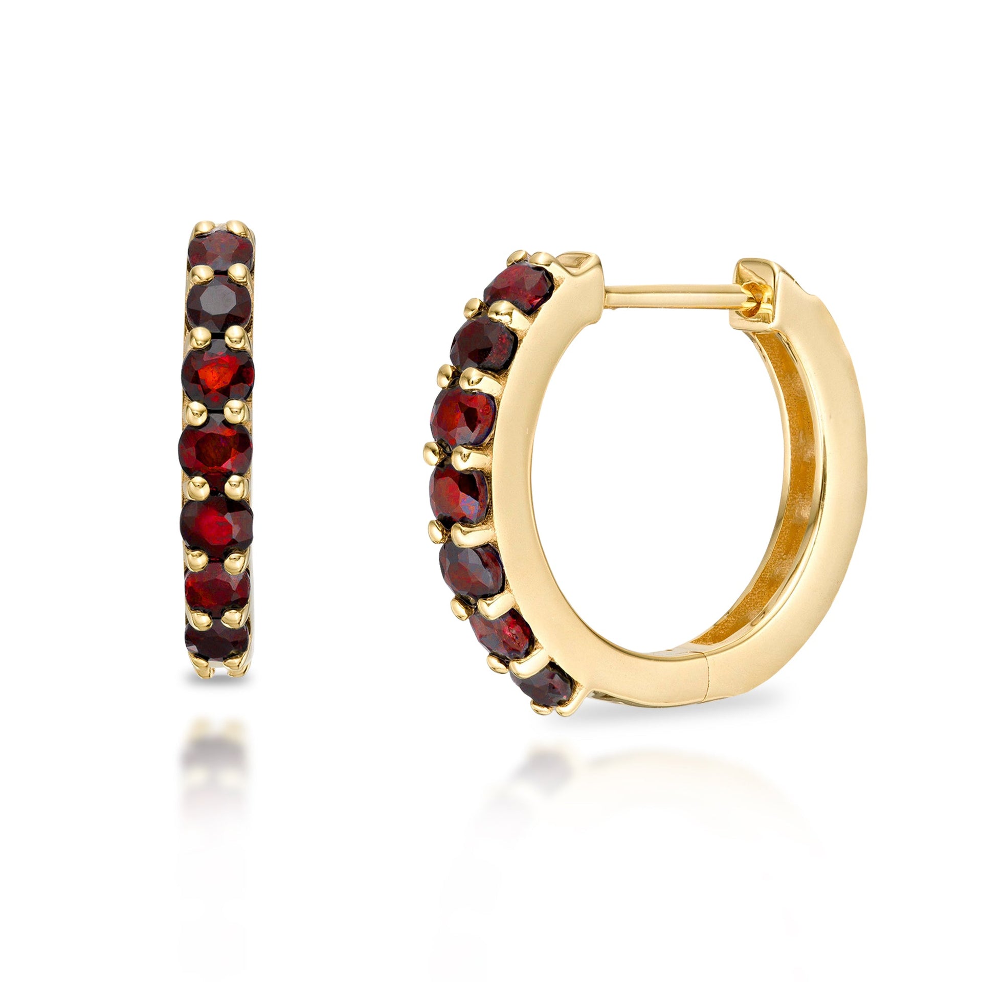 Solid 10k Yellow or White Gold 12mm Gemstone Hoop Huggie Earrings