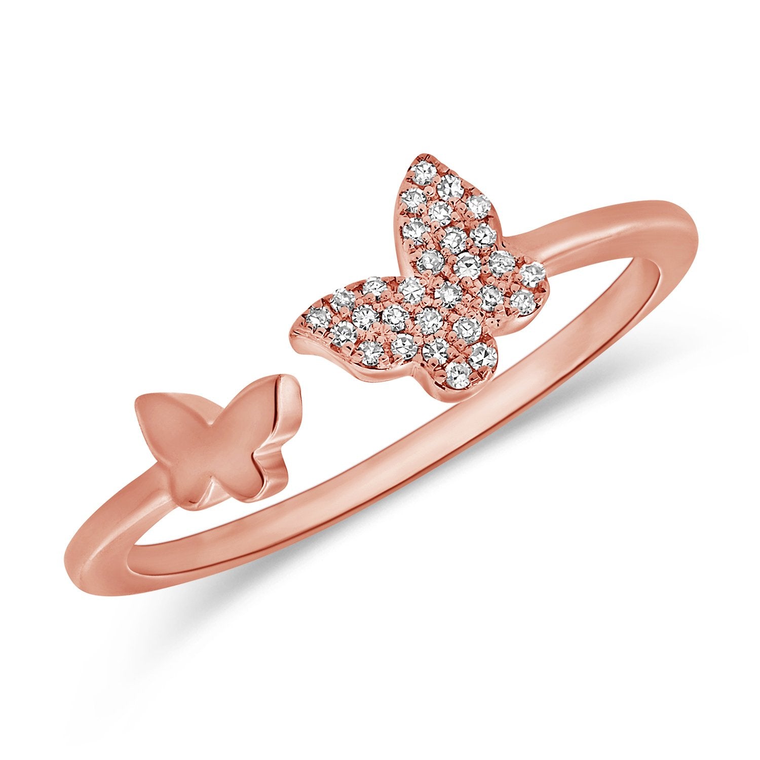 14k Gold & Diamond Open Butterfly Ring