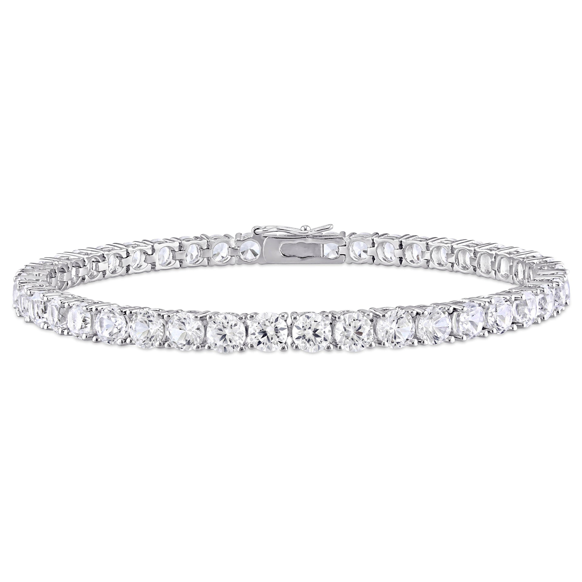 Mimi & Max 14 1/4ct TGW Created White Sapphire Bracelet in Sterling Silver