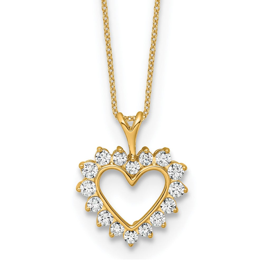 14k Yellow Gold 1/2 CT Lab Grown Diamond Heart Pendant Necklace 18' Clarity VS Color G-H