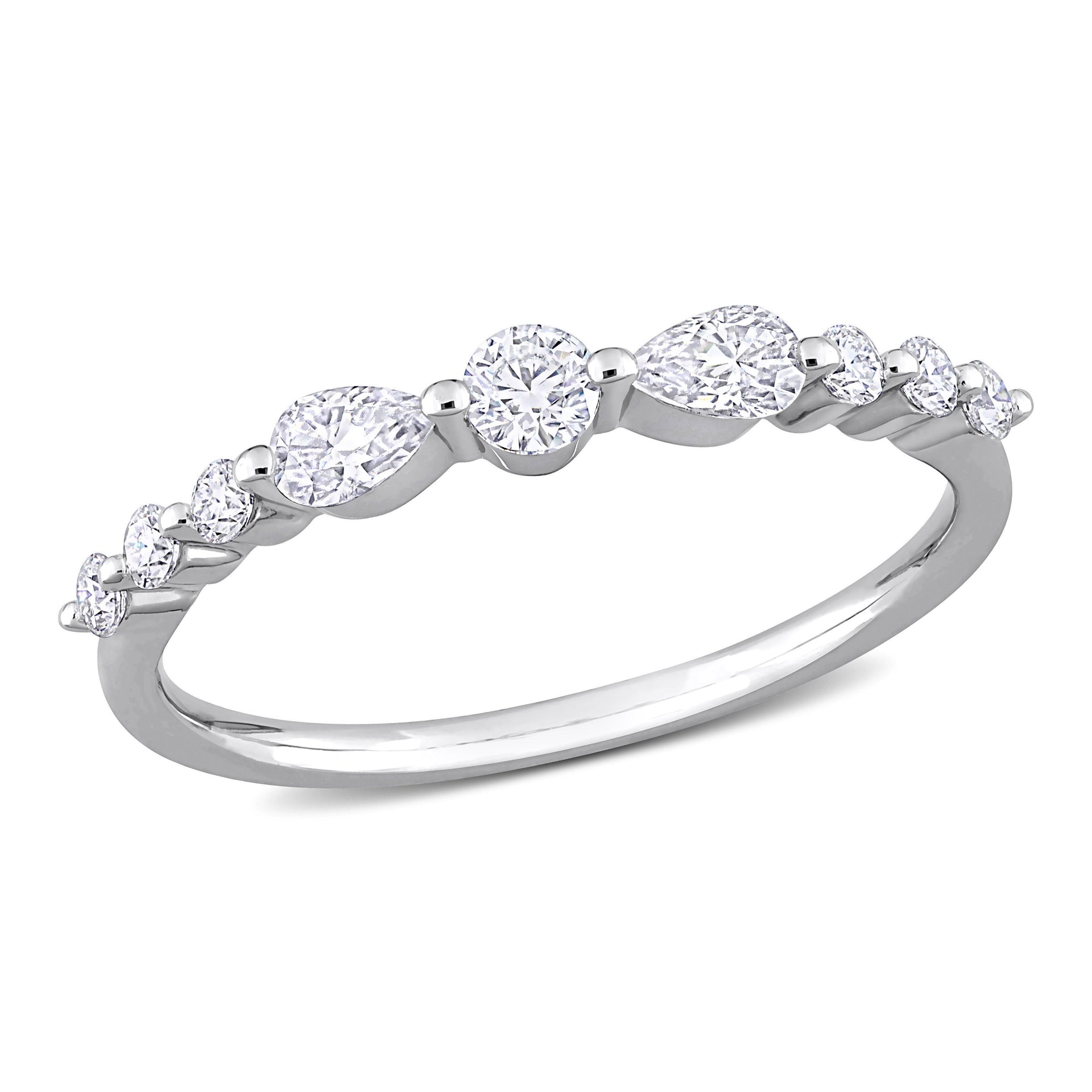 Mimi & Max 1/2ct DEW Created Moissanite Semi-Eternity Ring in Sterling Silver