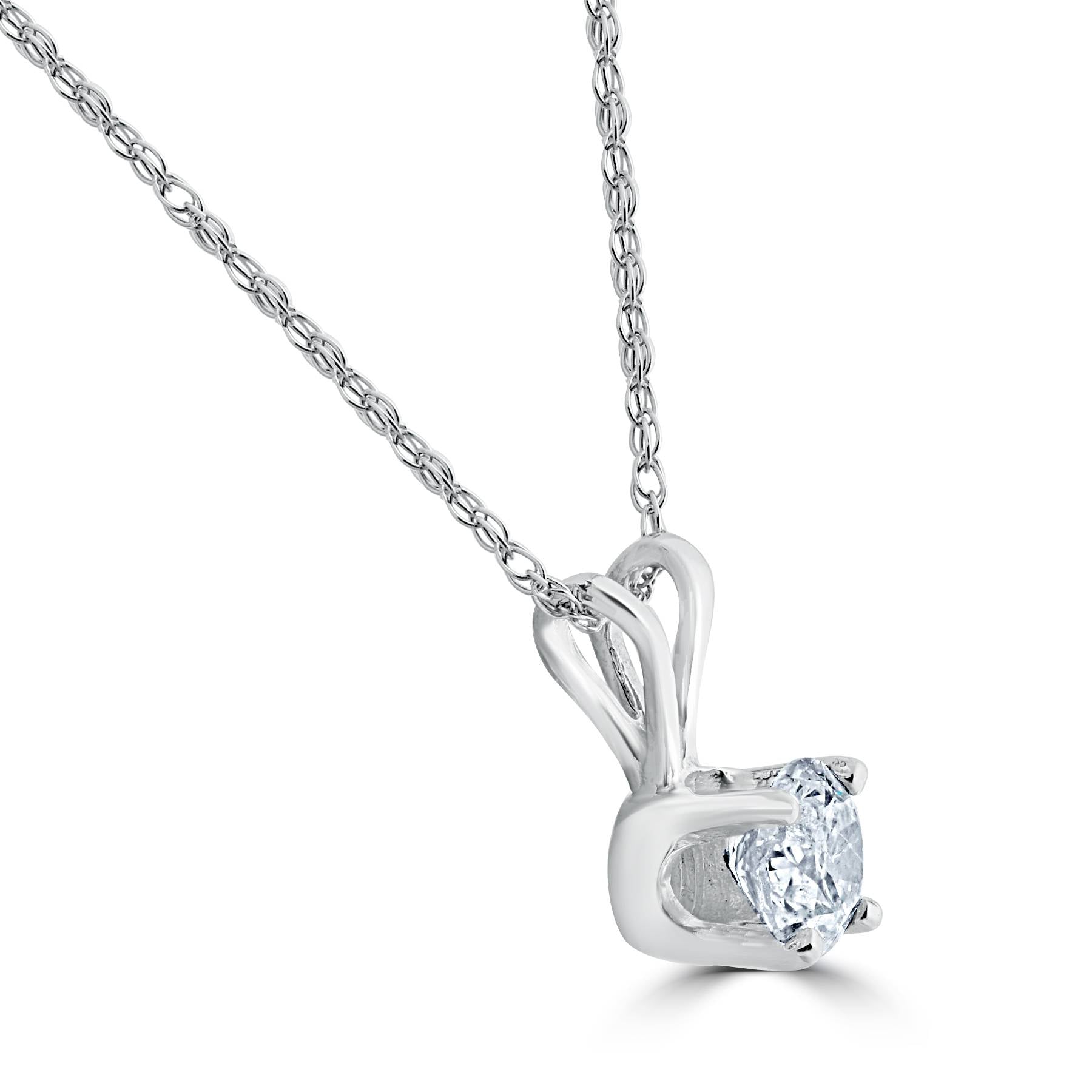 1/4ct Solitaire Round Diamond Pendant 14K White Gold