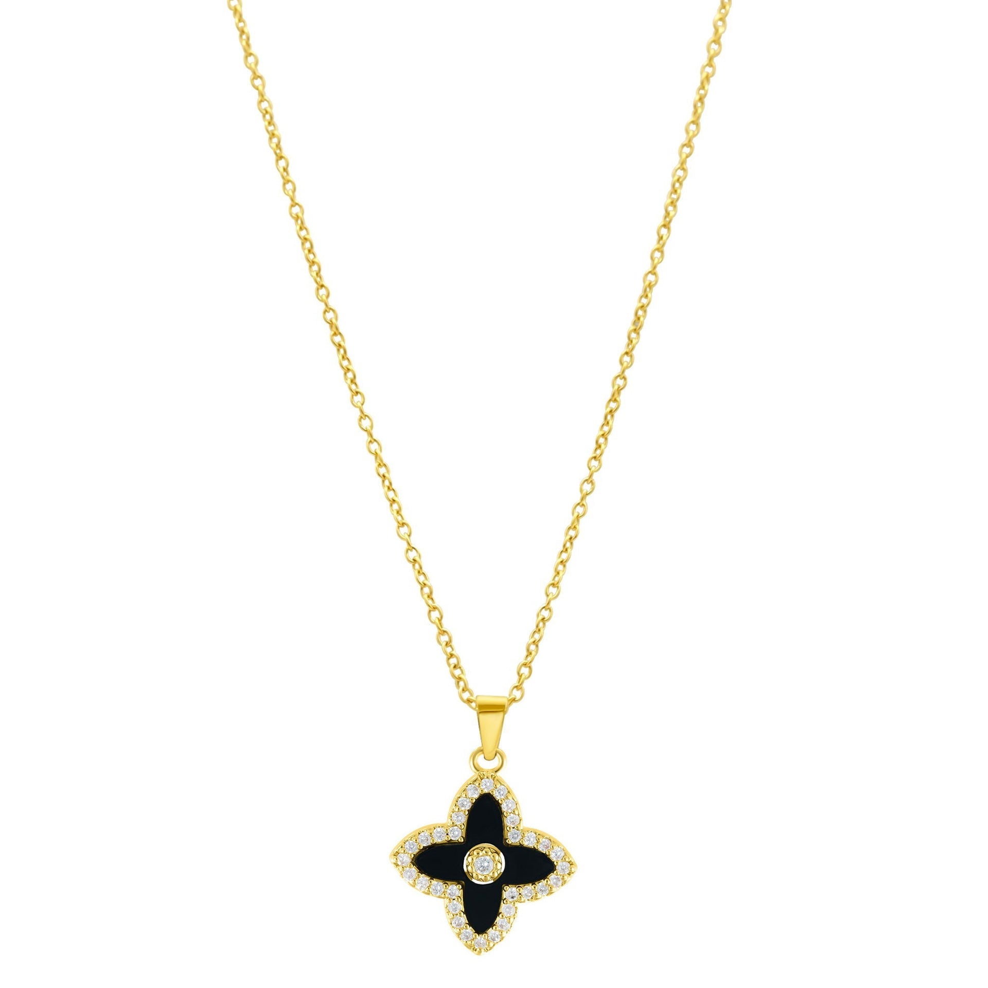 Adornia Black Clover Necklace gold