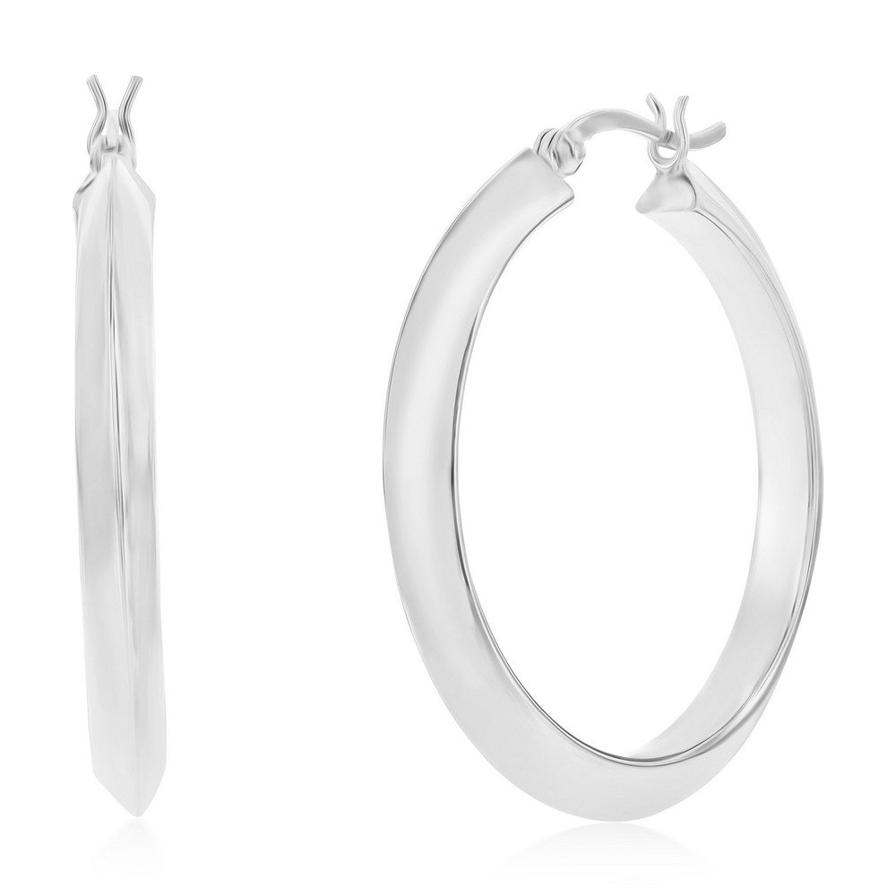 Sterling Silver or Gold Plated over Sterling Silver 36mm Flat Hoop Earrings