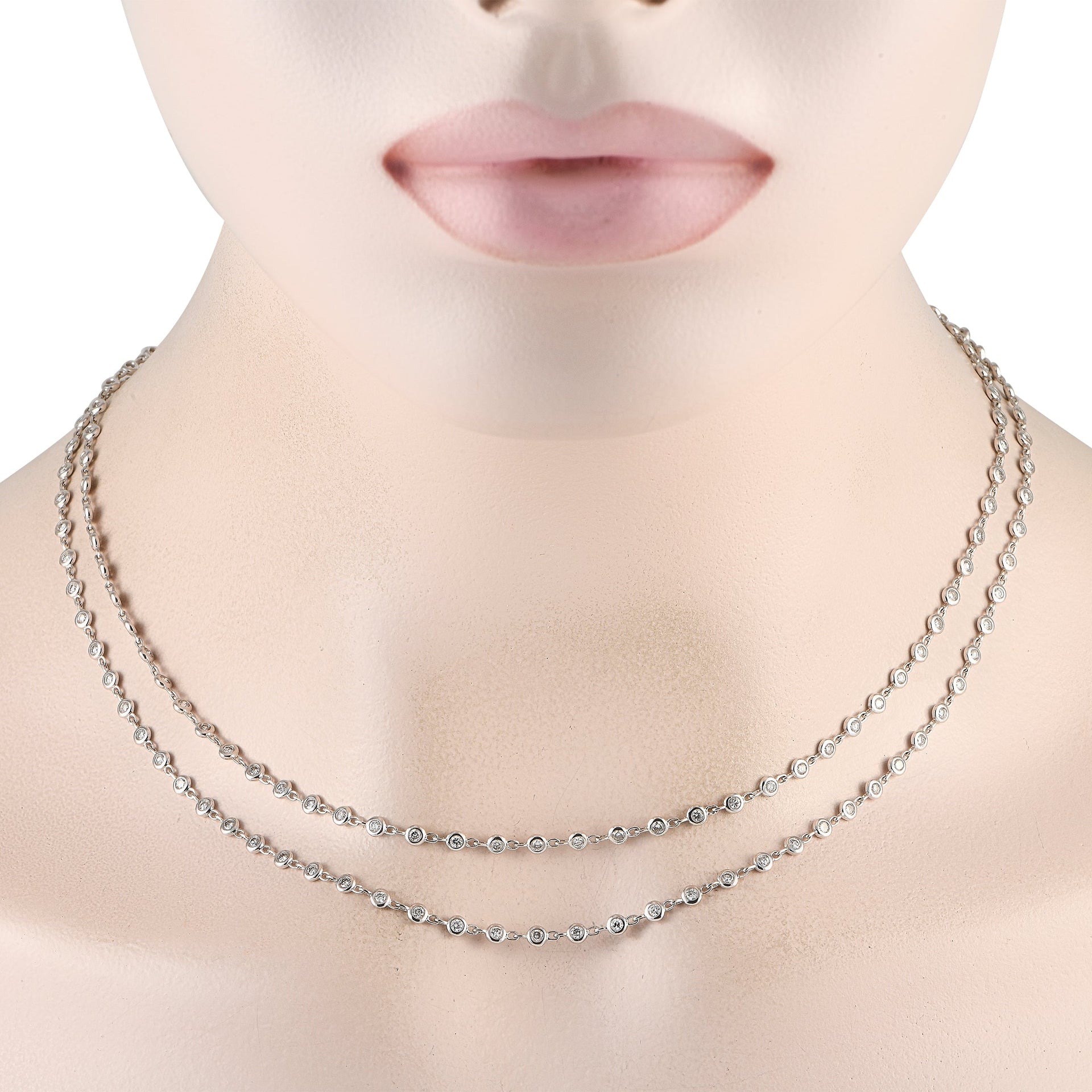 LB Exclusive 18K White Gold 4.30ct Diamond Necklace ANK13912-36