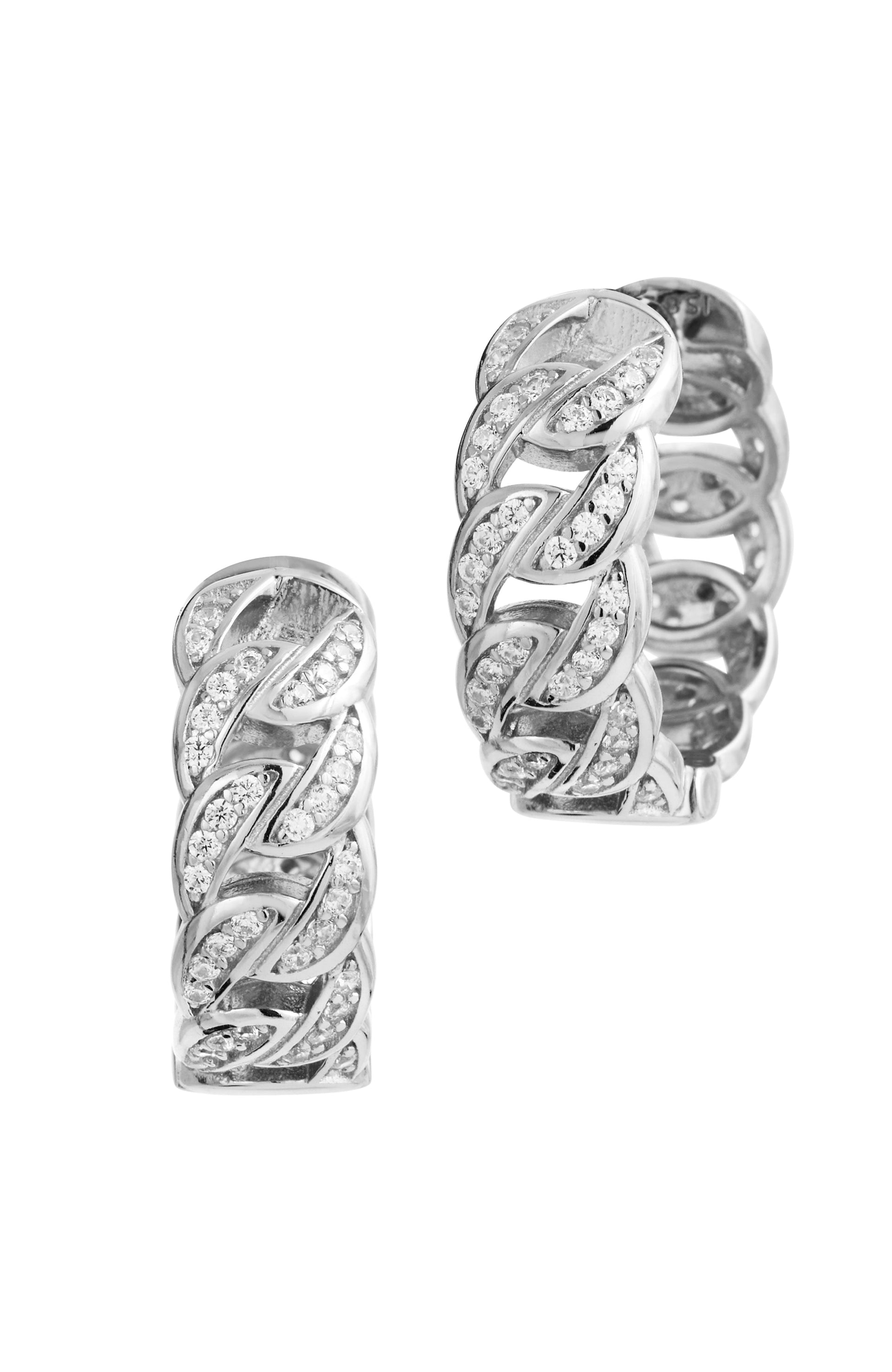 Vermeil Chain Link Cz Hoop