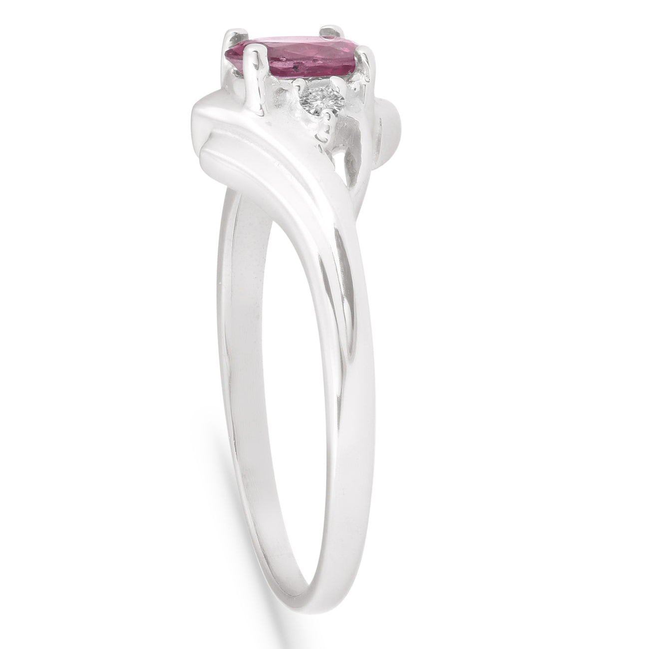 5/8 ct Oval Ruby & Diamond Ring 14K White Gold