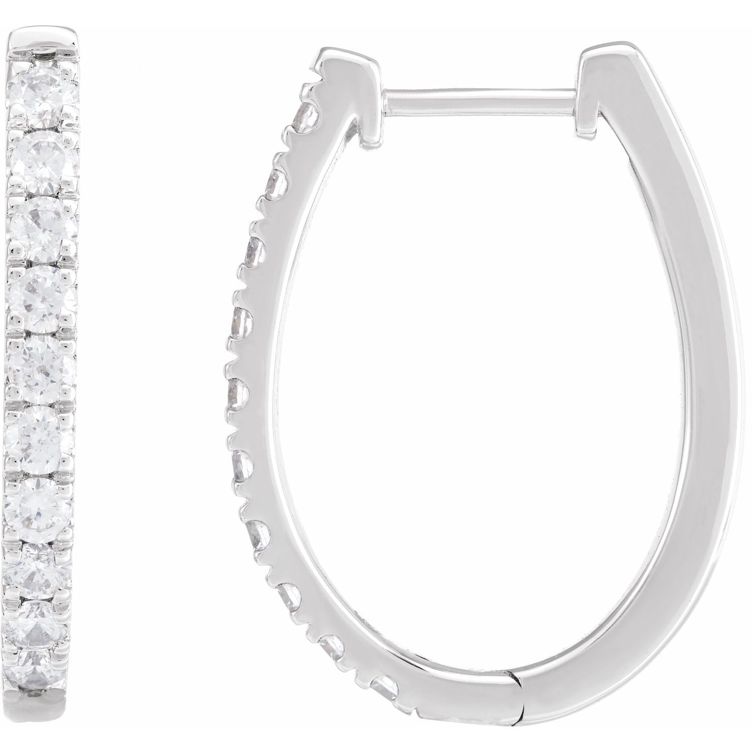 14K White Gold 9/10ct Lab-grown Diamond Hoop Earrings Clarity SI Color G-H