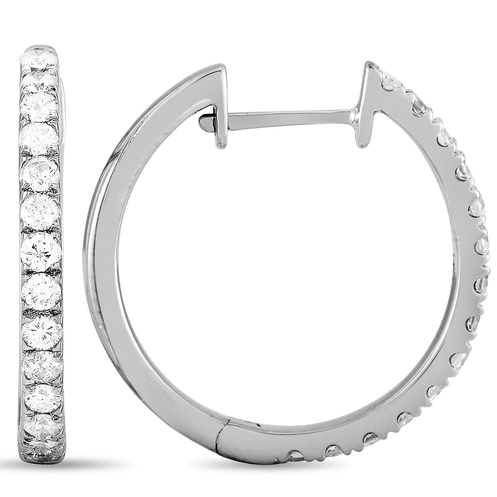 LB Exclusive 14K White Gold 0.50ct Diamond Hoop Earrings