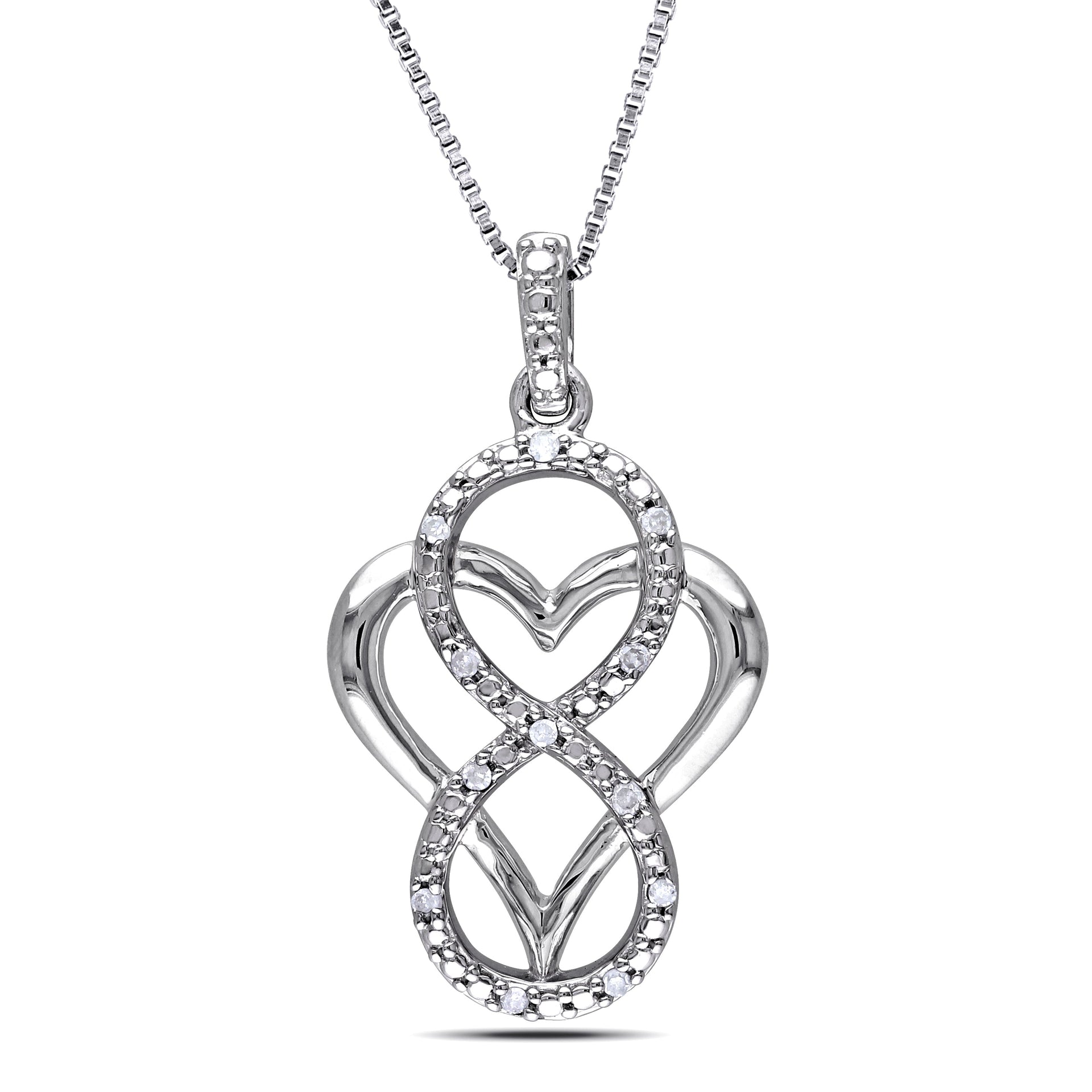 Diamond Infinity Heart Necklace in Sterling Silver