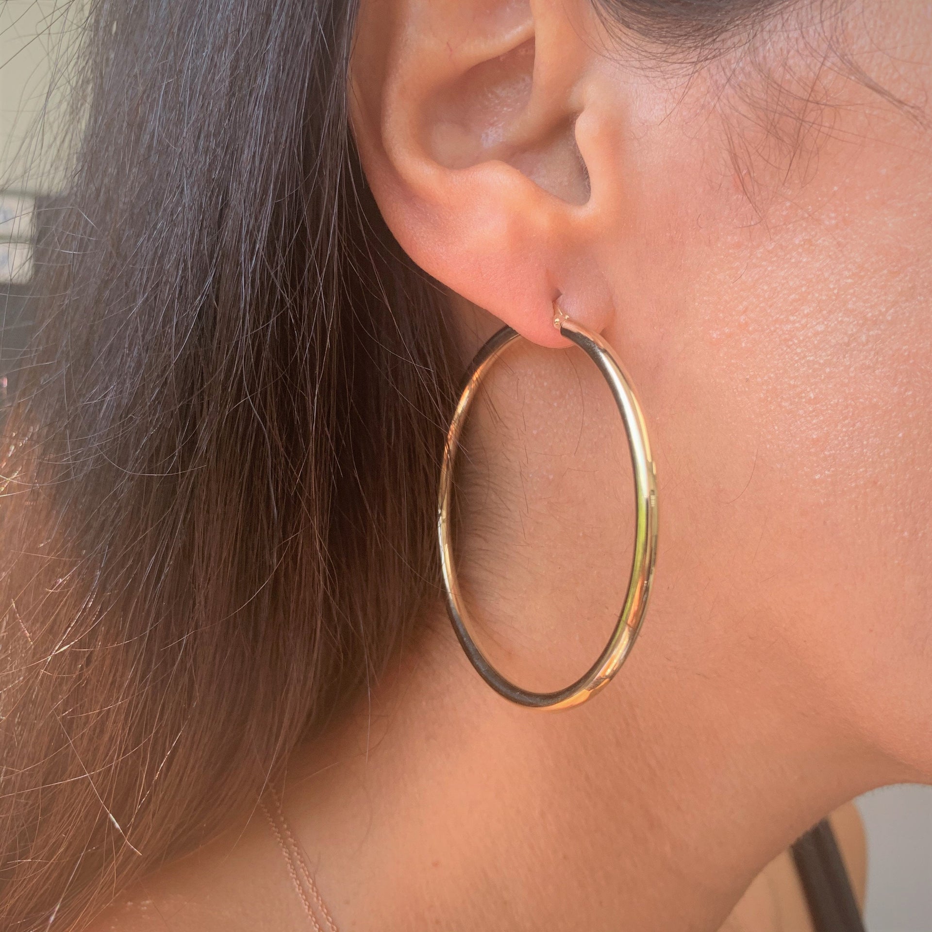 14k Gold Tube Hoop Earrings