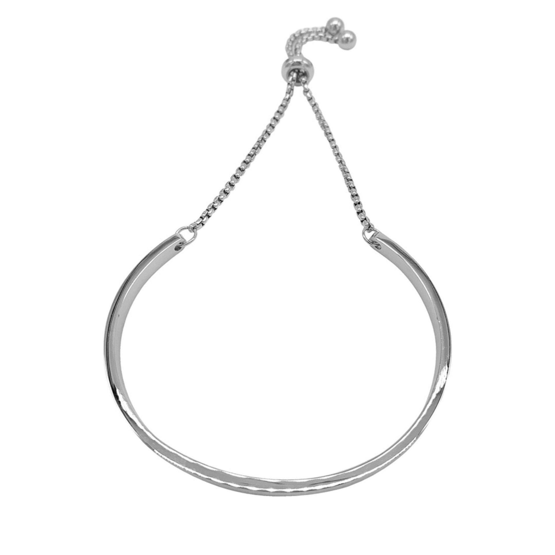 Water Resistant Curved Bar Slider Bracelet silver
