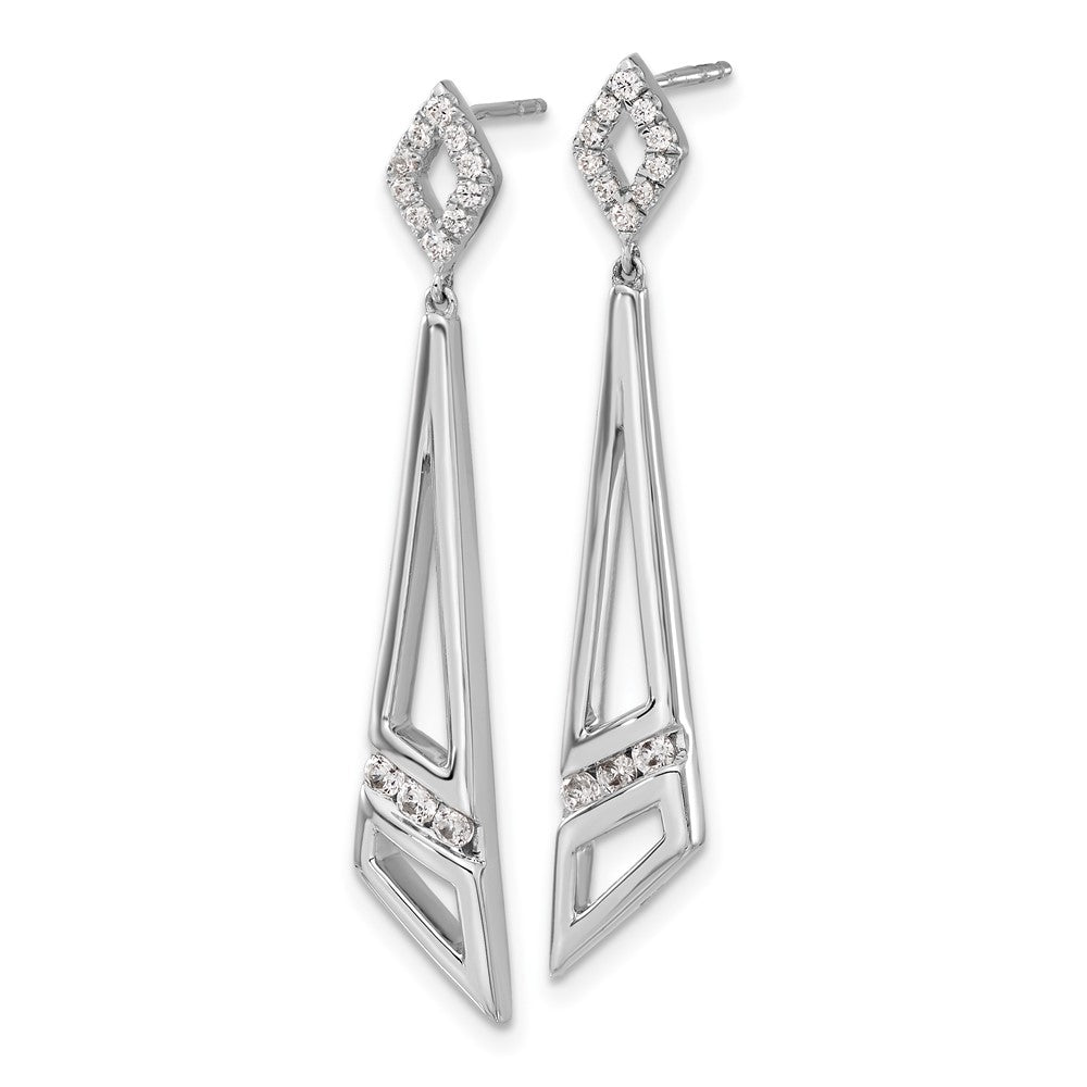 14K White Gold 1/3 CT Lab Grown Diamond Triangles Dangle Earrings VS Clarity G-H Color
